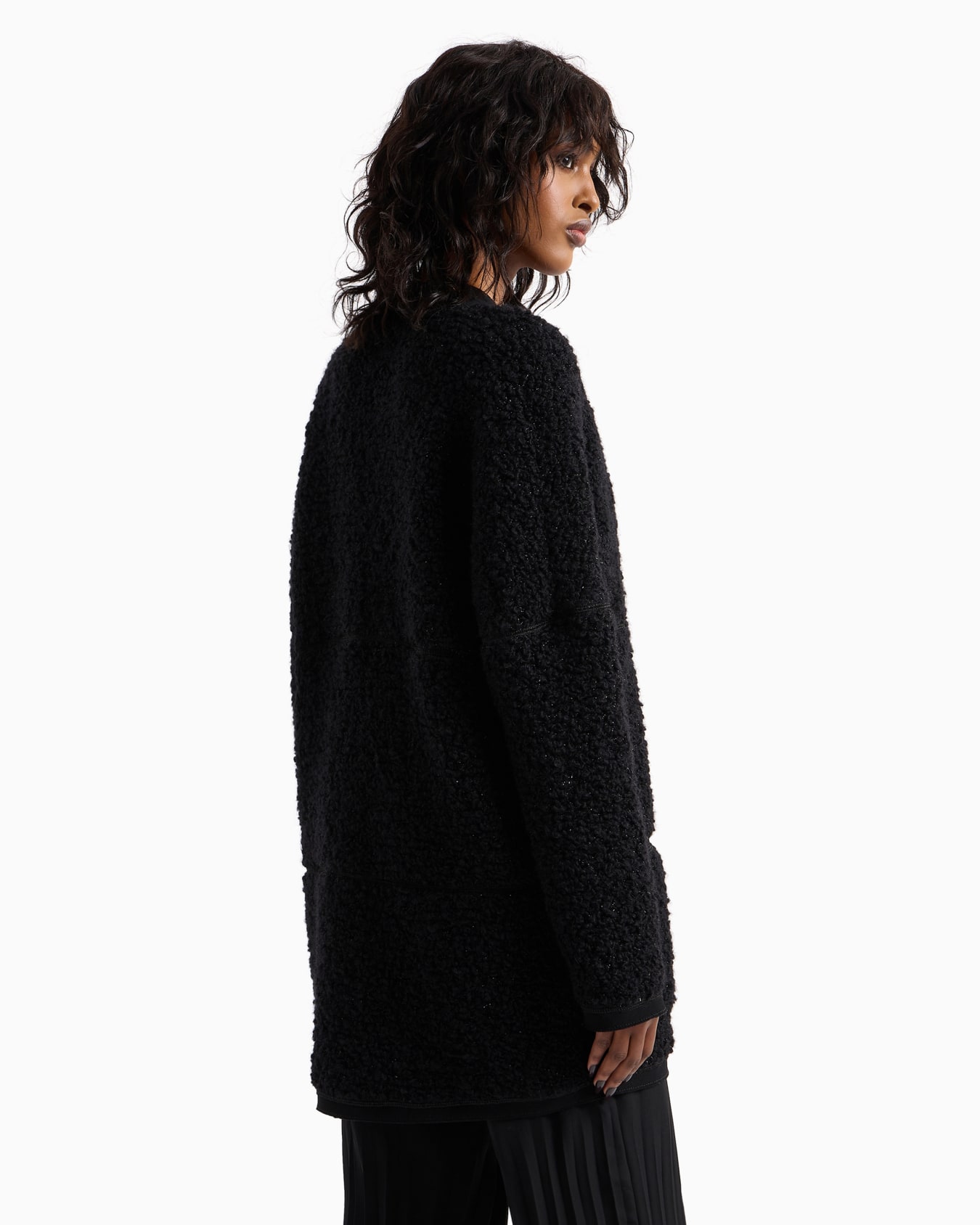 Cardigan long en jersey de laine effet bouclé Diapositive 3