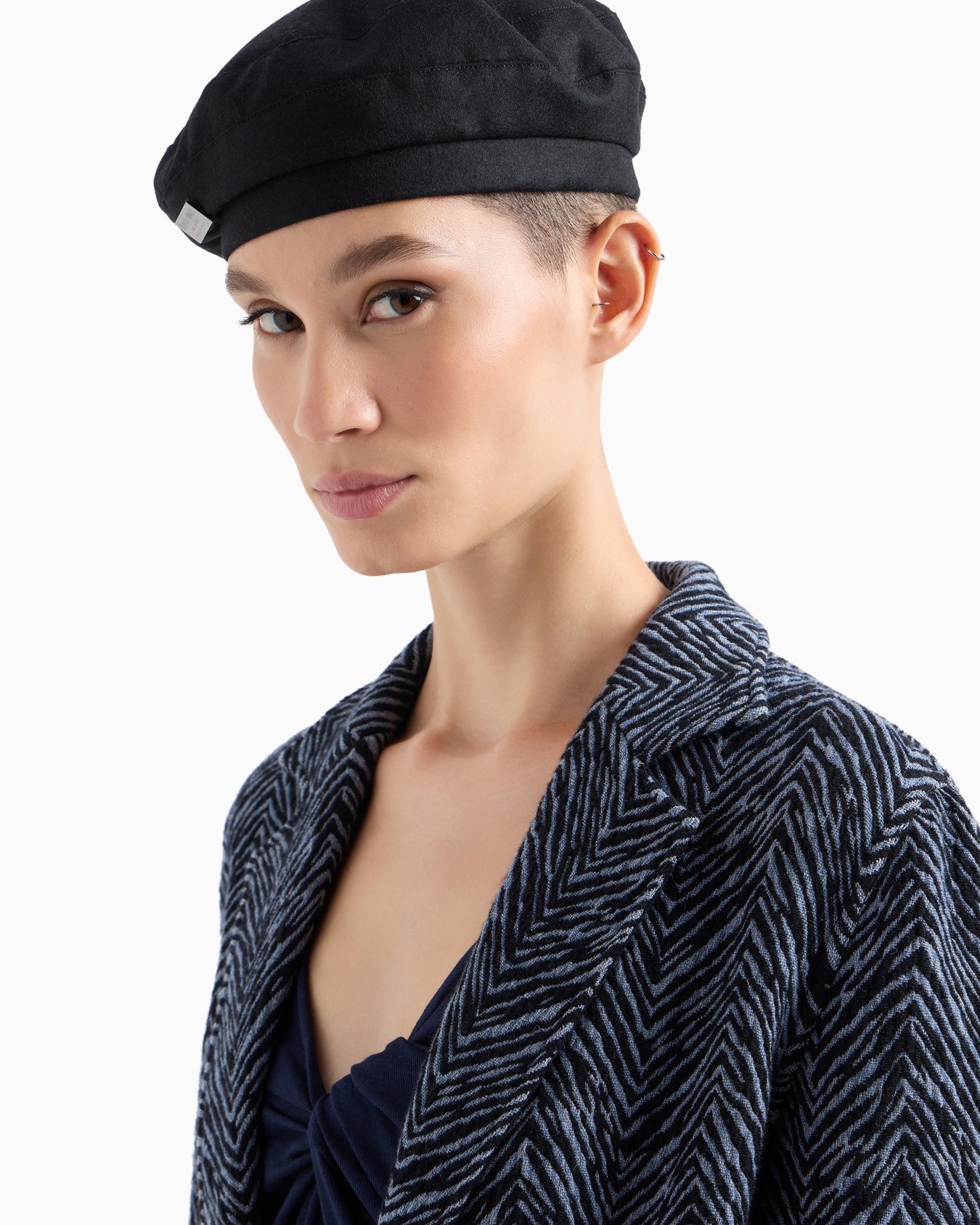 Single-breasted jacket in viscose jacquard and jersey cashmere Slide 5