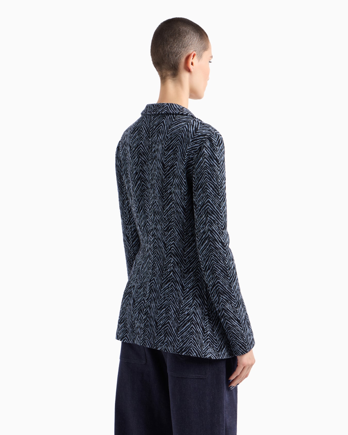Single-breasted jacket in viscose jacquard and jersey cashmere Slide 3