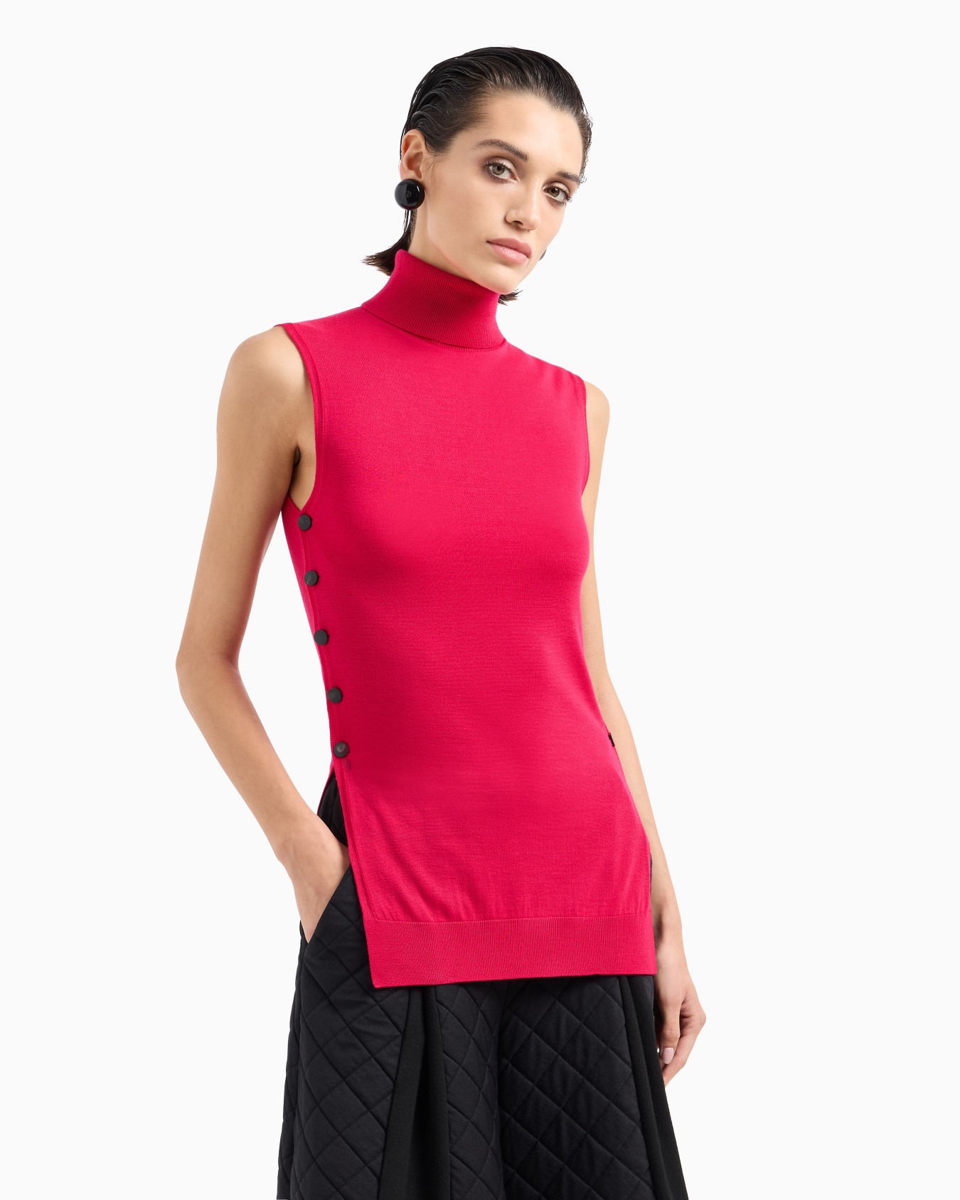 Virgin wool mock-neck top Slide 1