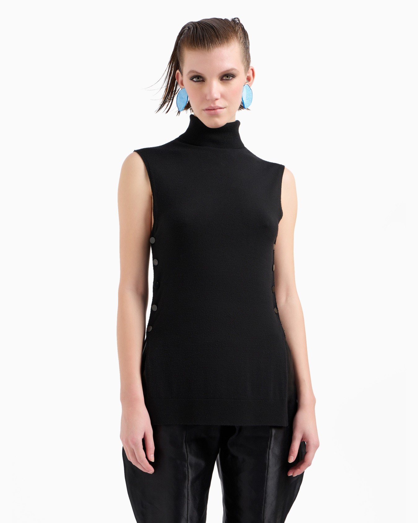 Top con cuello chimenea de lana virgen Diapositiva 2