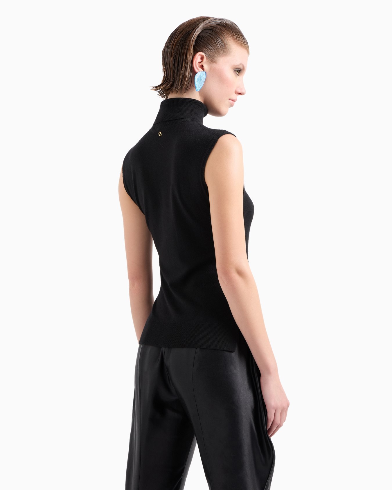 Top con cuello chimenea de lana virgen Diapositiva 3