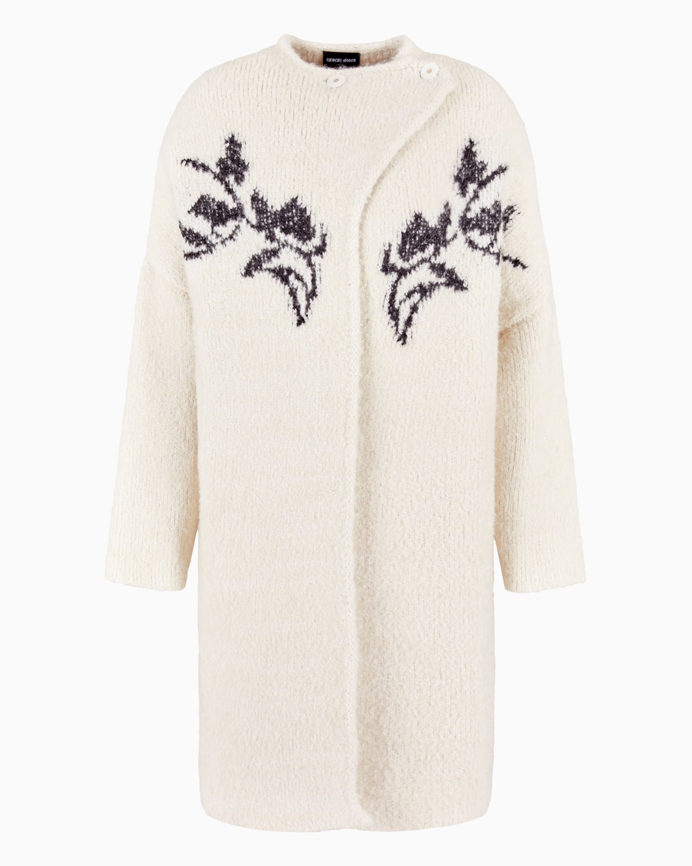 Alpaca, wool and silk coat with floral inlay Slide 0