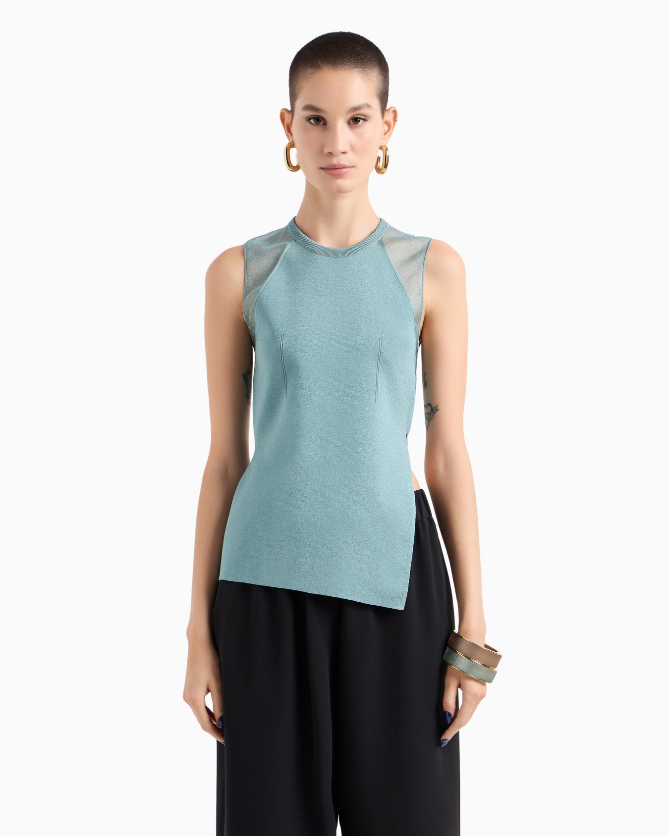 Stretch viscose-blend knit top Slide 2