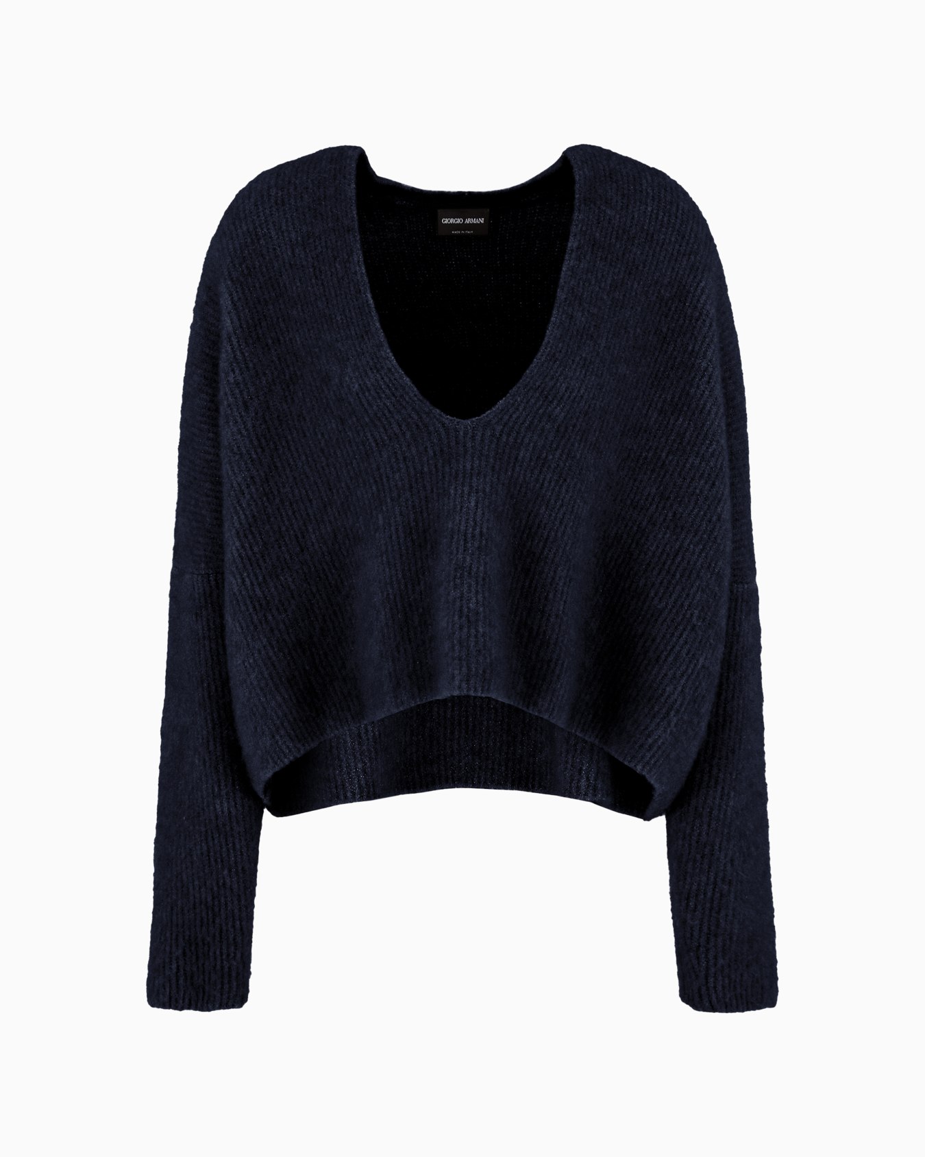 Pullover mit weitem Ausschnitt aus geripptem Kaschmir und Seide mit Stretchanteil Folie 0