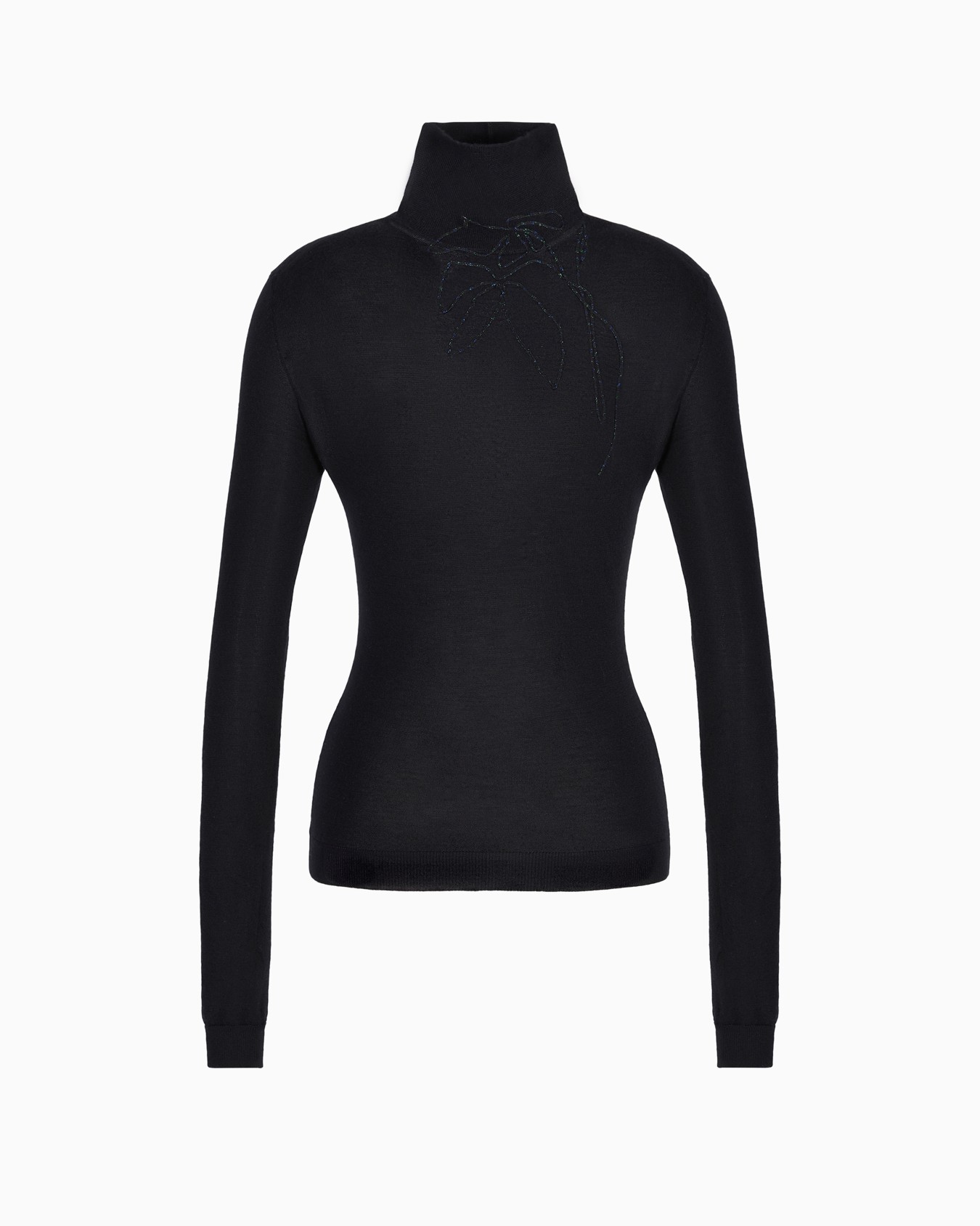 Embroidered cashmere and silk mock-neck jumper Slide 0