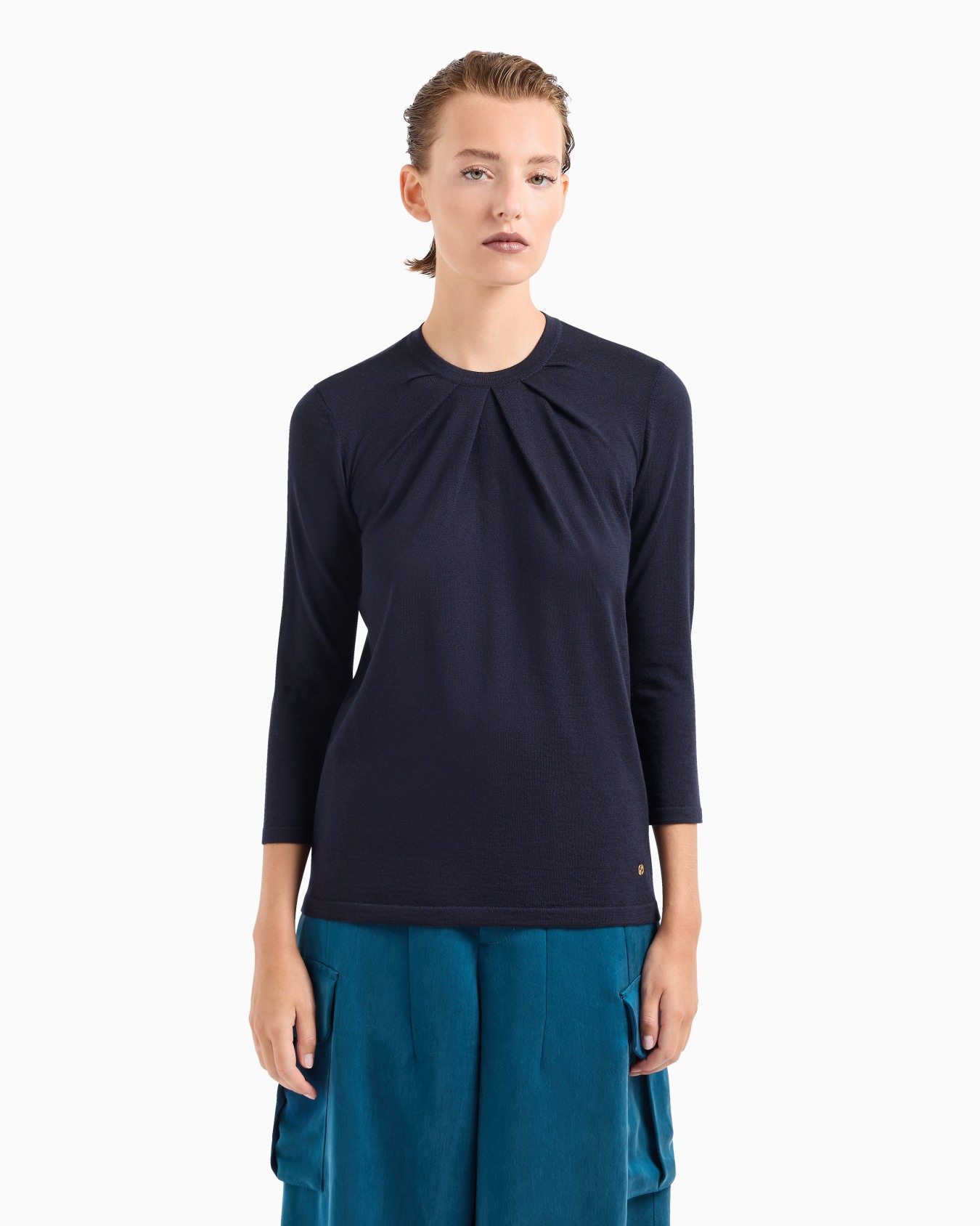 Virgin-wool, crew-neck jumper Slide 1
