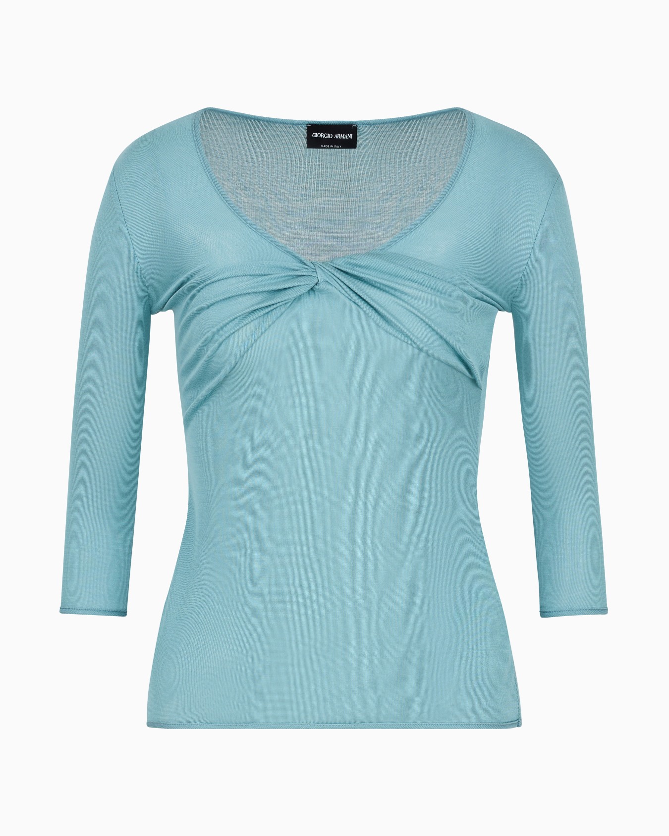 Maglia con scollo a V in jersey di seta e viscosa Slide 0