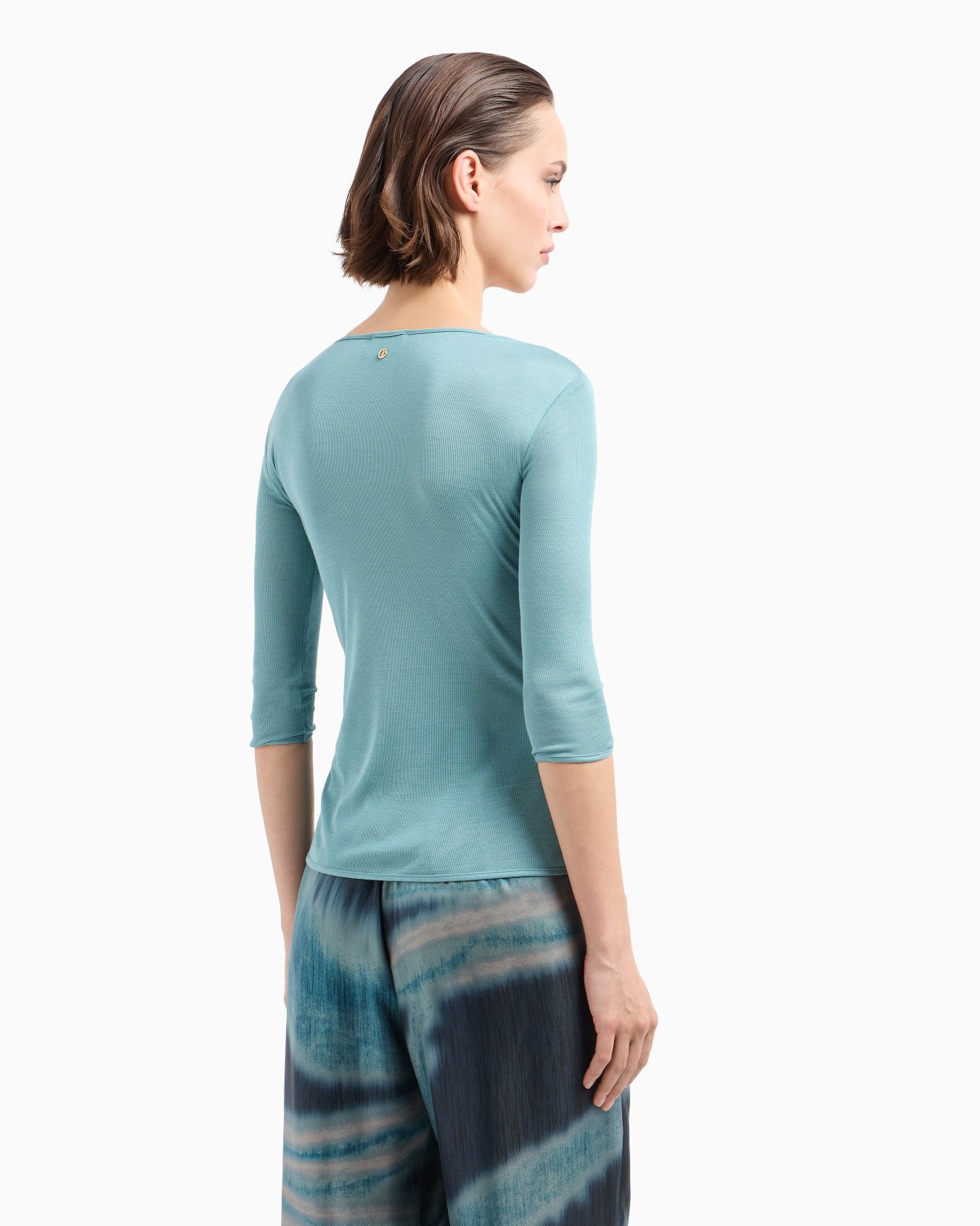 Maglia con scollo a V in jersey di seta e viscosa Slide 2