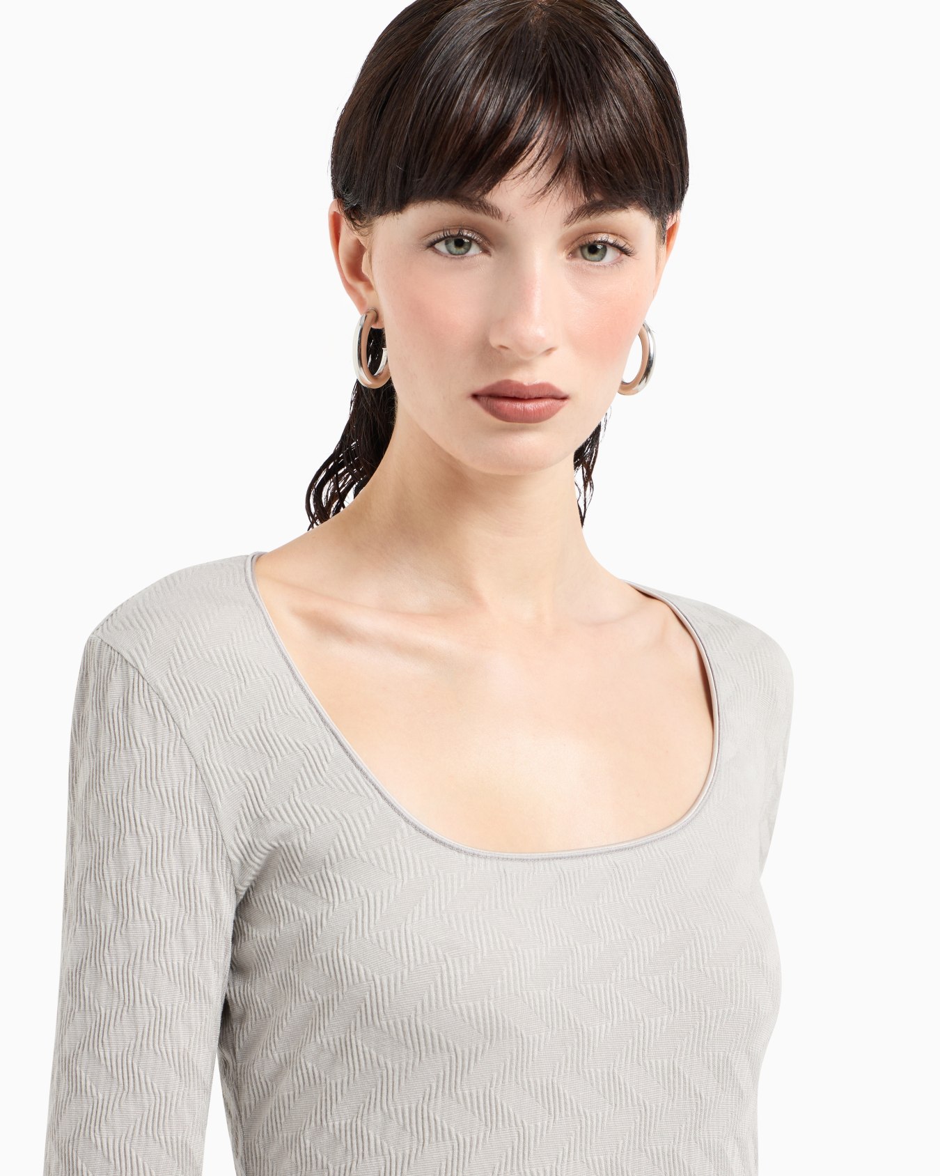 ASV crew-neck jumper in viscose and cashmere jacquard jersey Slide 4