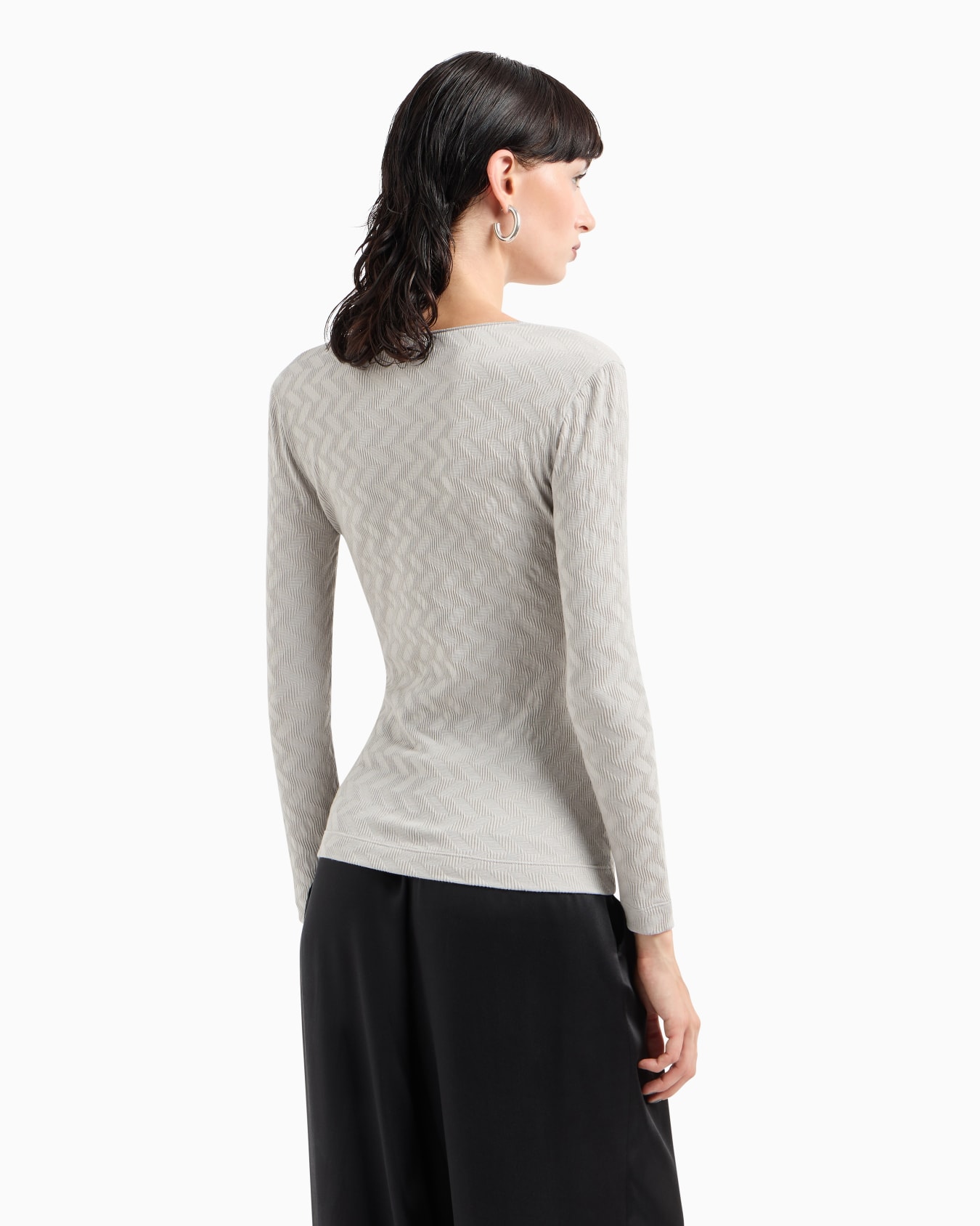 ASV crew-neck jumper in viscose and cashmere jacquard jersey Slide 2