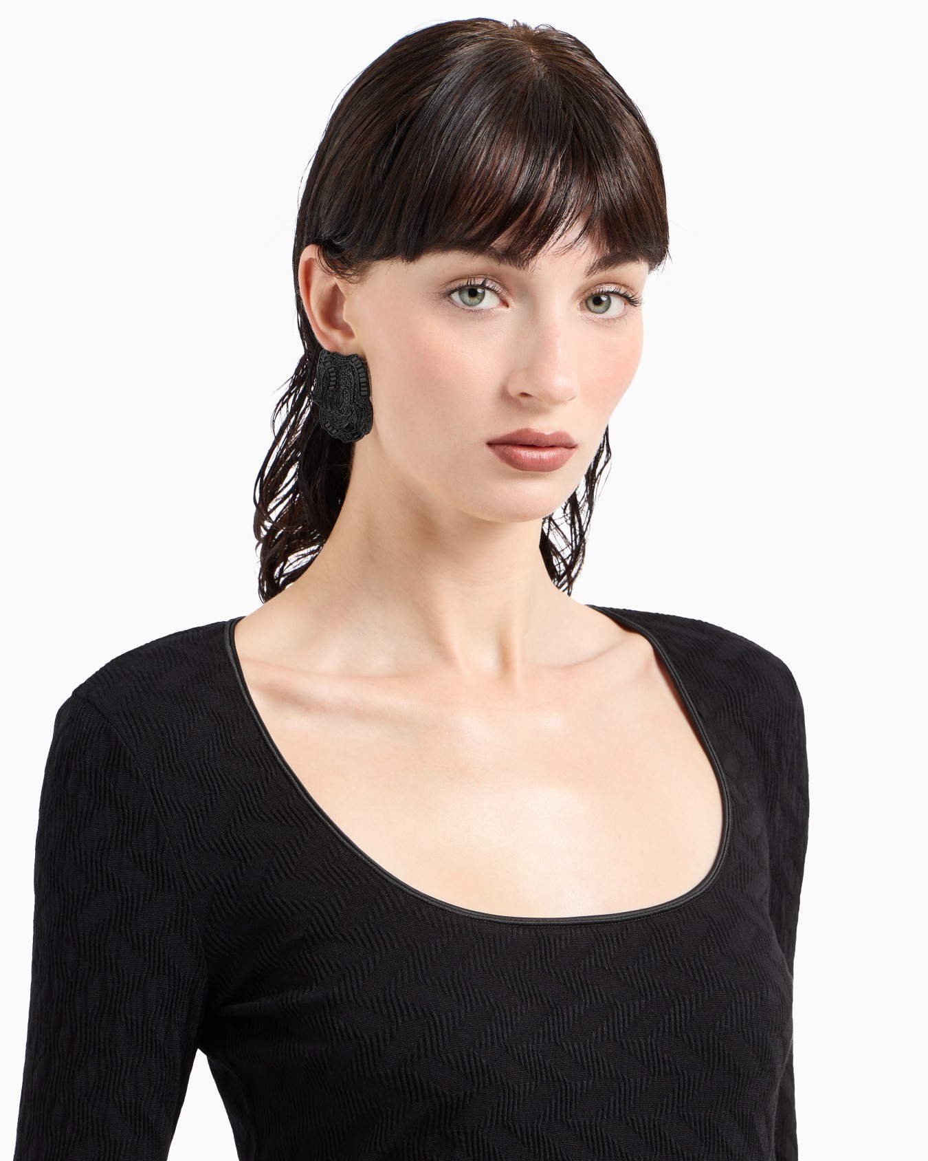 Jersey de cuello redondo en punto de viscosa y cachemir con tejido jacquard ASV Diapositiva 4
