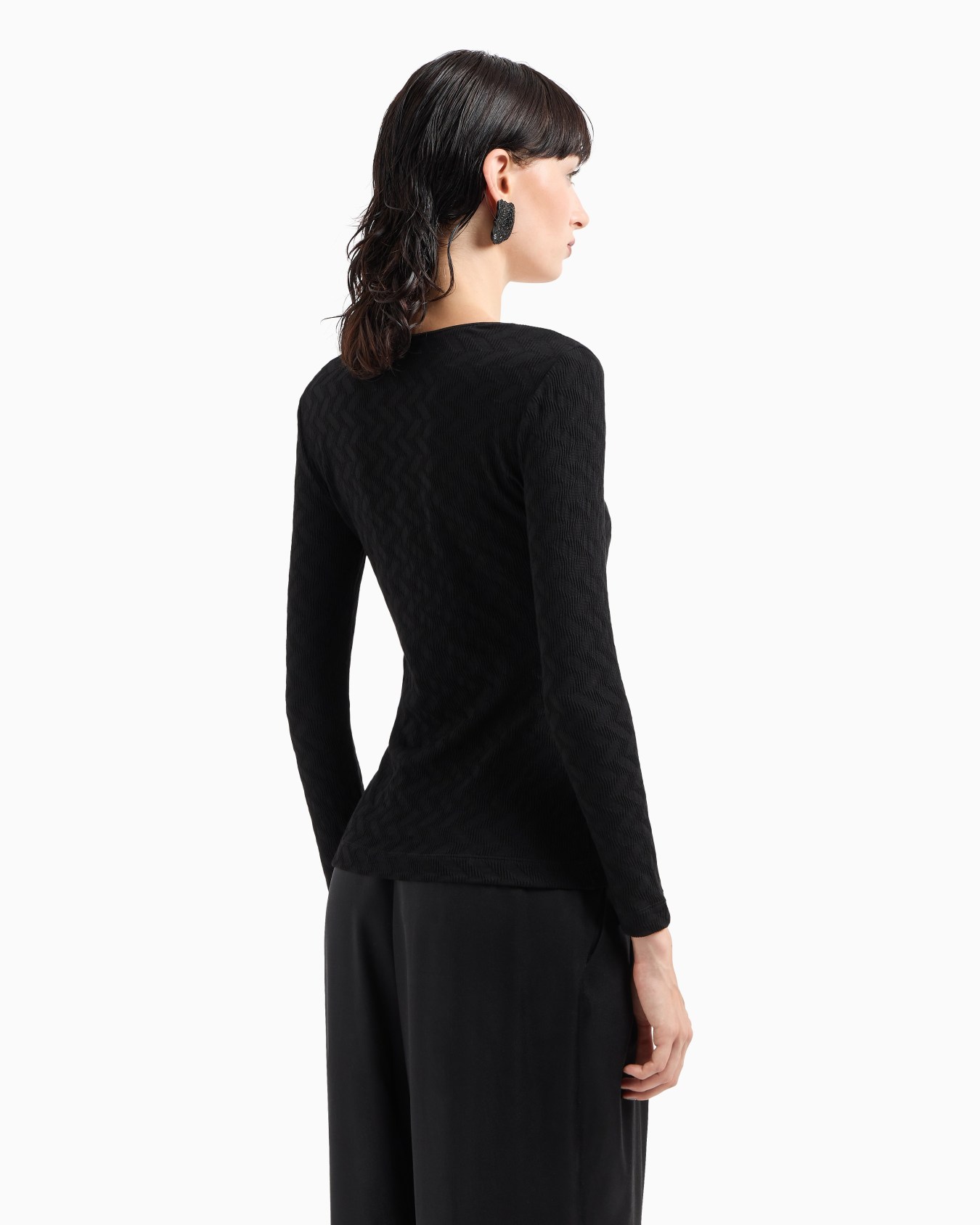 Jersey de cuello redondo en punto de viscosa y cachemir con tejido jacquard ASV Diapositiva 2