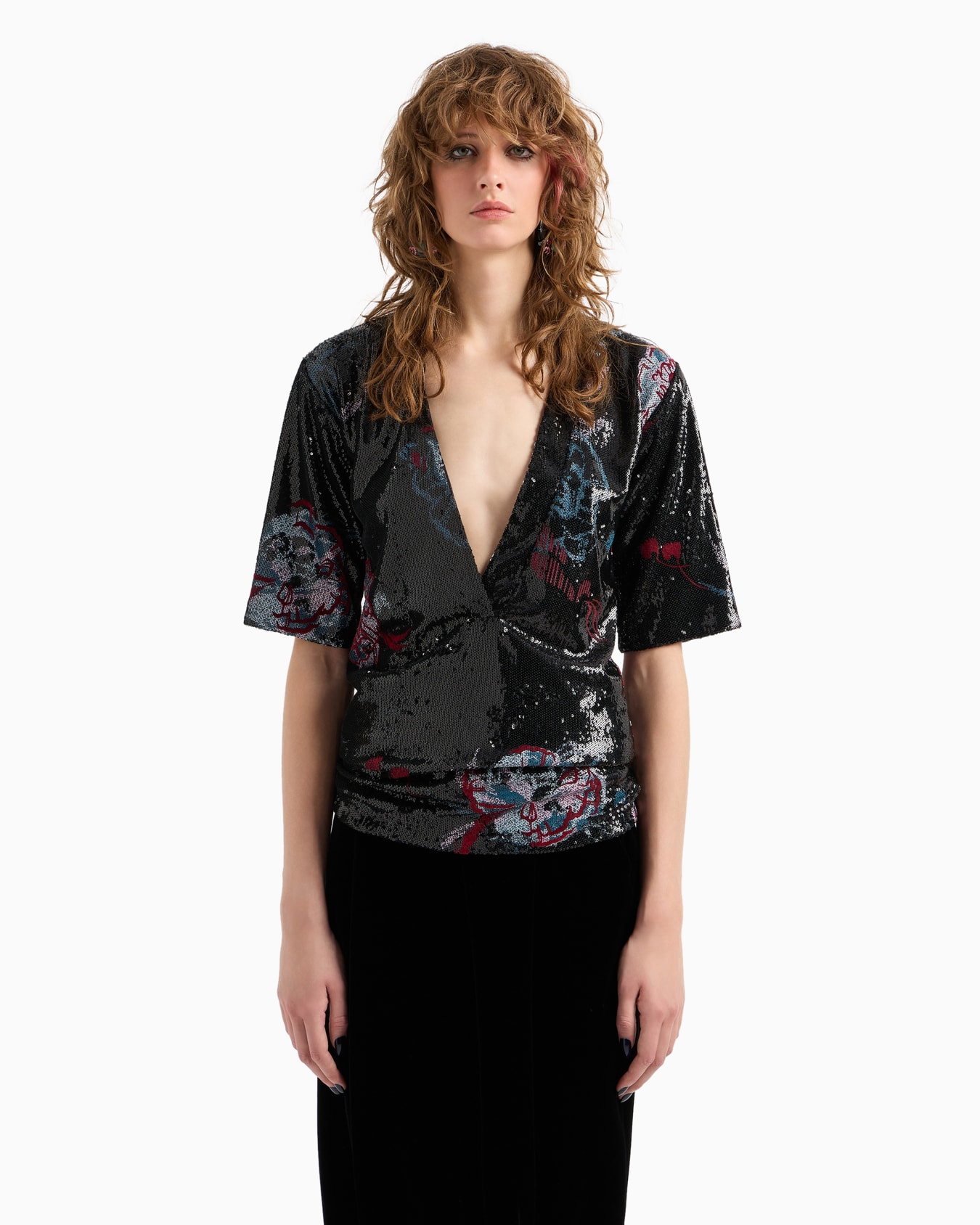 Bluse mit besticktem V-Ausschnitt Folie 2