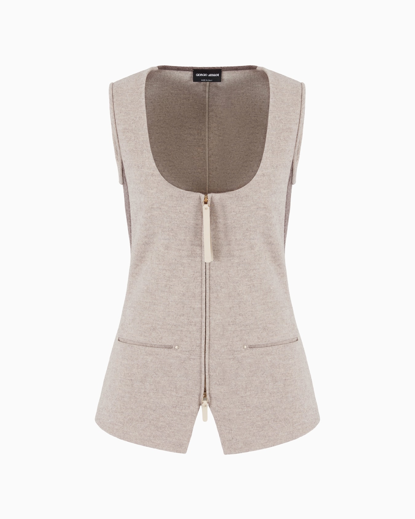 Single-breasted cashmere double cloth waistcoat Slide 0
