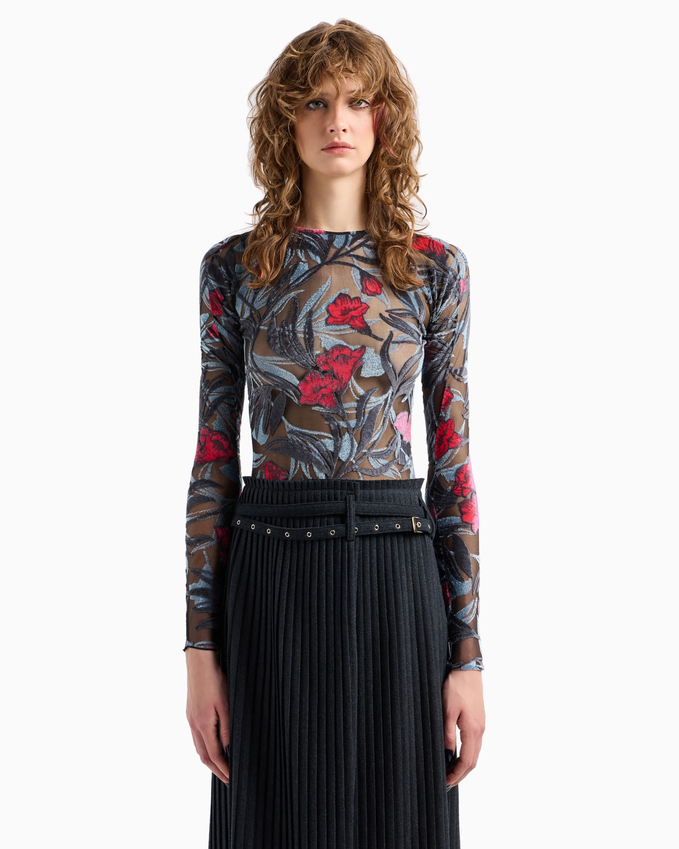Floral Jaquard Hoodie Top main image 1
