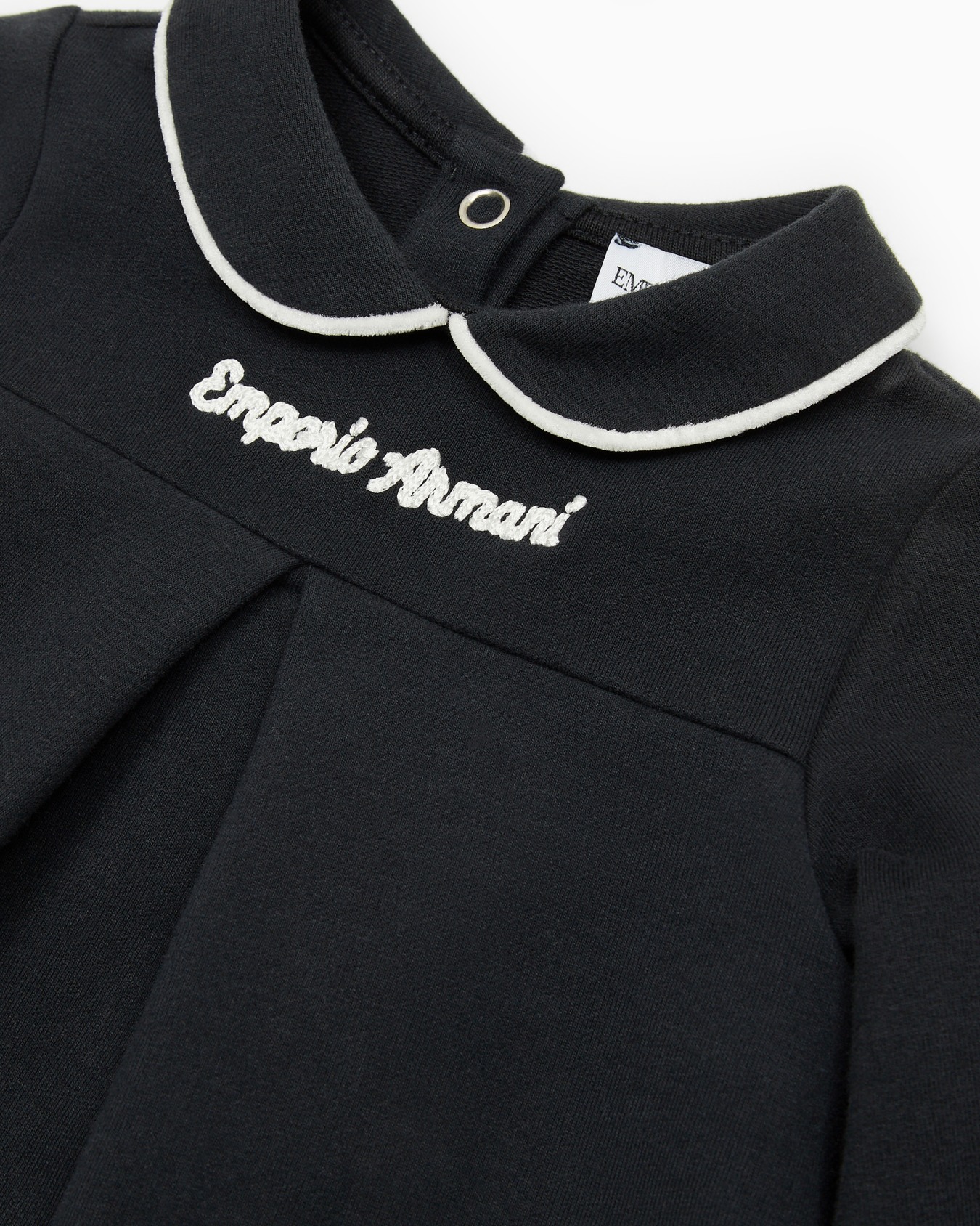 Jersey dress with Peter Pan collar and embroidered logo Slide 1