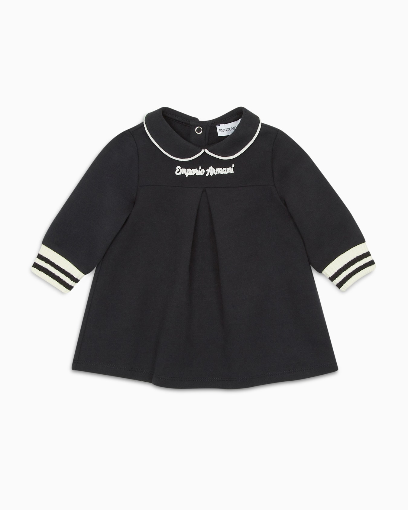 Jersey dress with Peter Pan collar and embroidered logo Slide 0