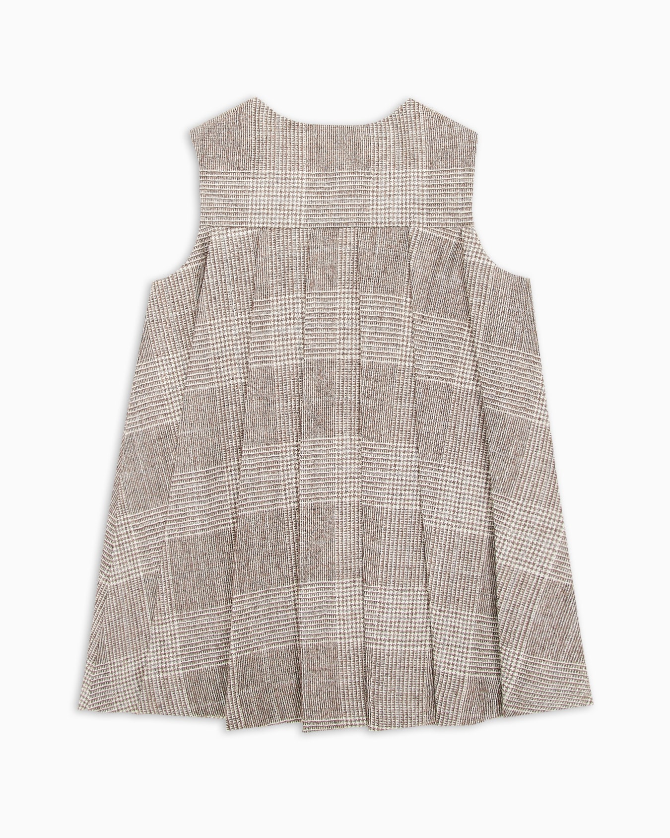 Sleeveless dress with pleated hem, in a check-patterned wool blend Slide 2