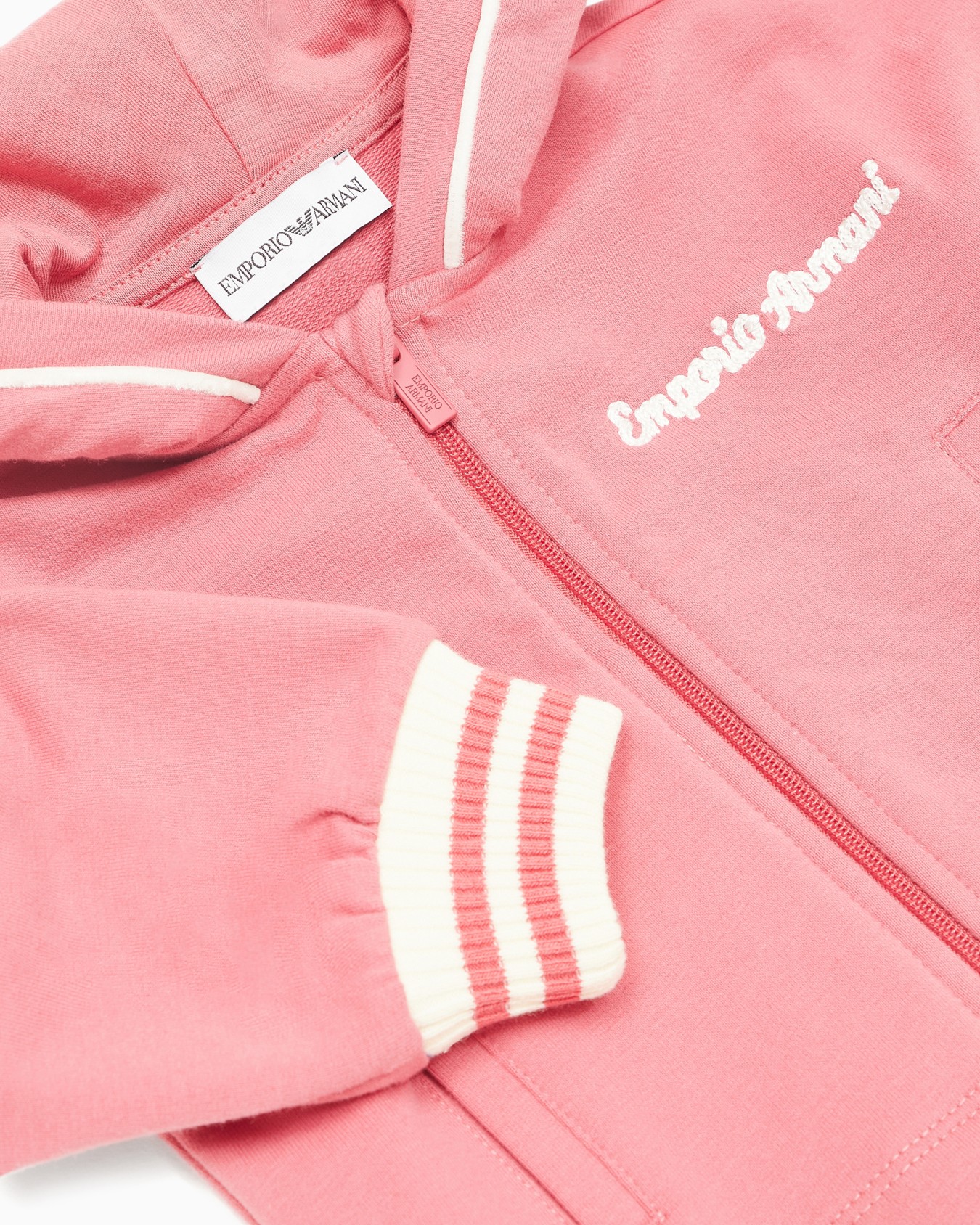 Hooded sweatshirt with zip piping and embroidered logo Slide 1
