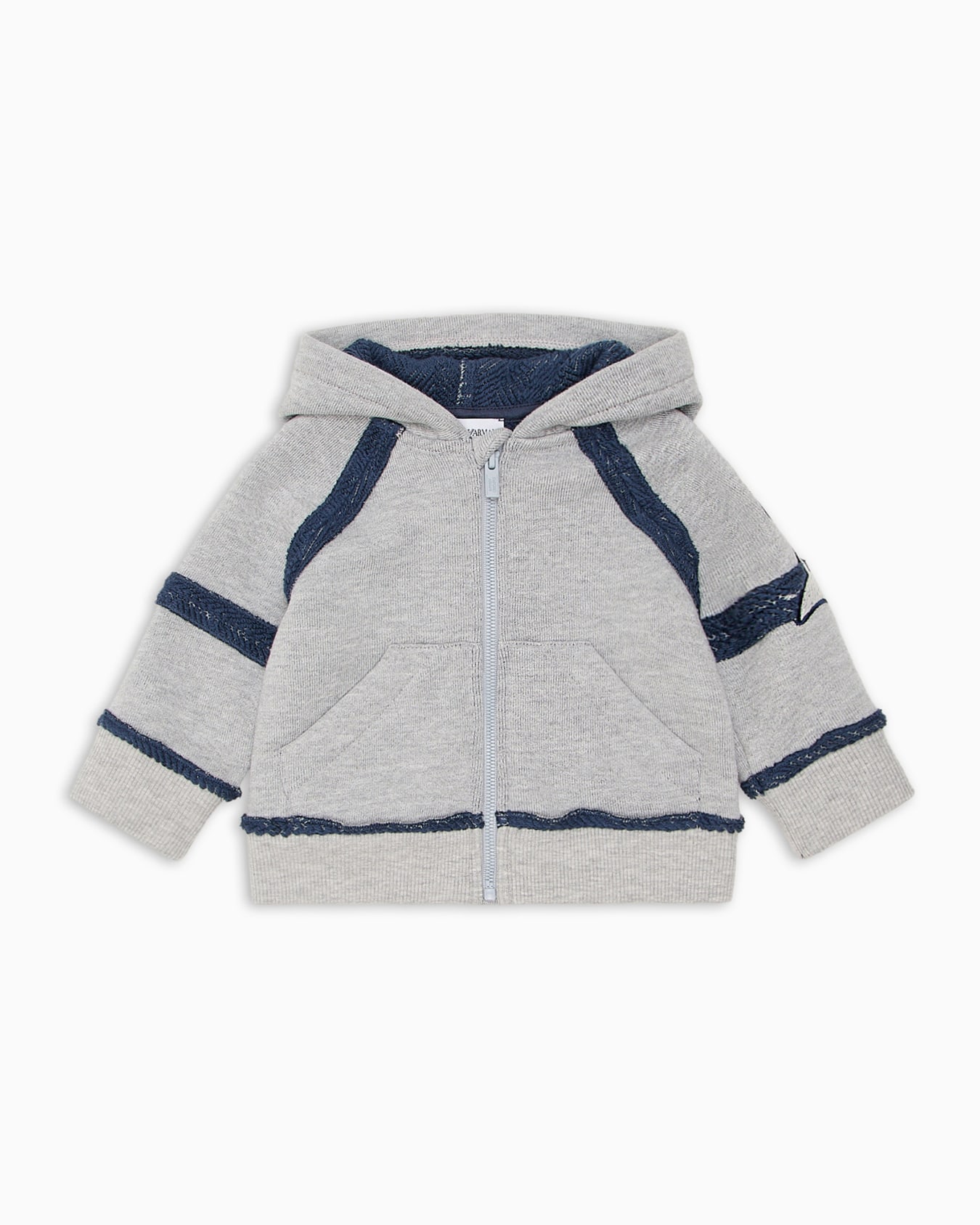 Sweatshirt aus Jersey mit Kapuze, Reißverschluss, Umrandungen und Maxi-Patch Folie 0