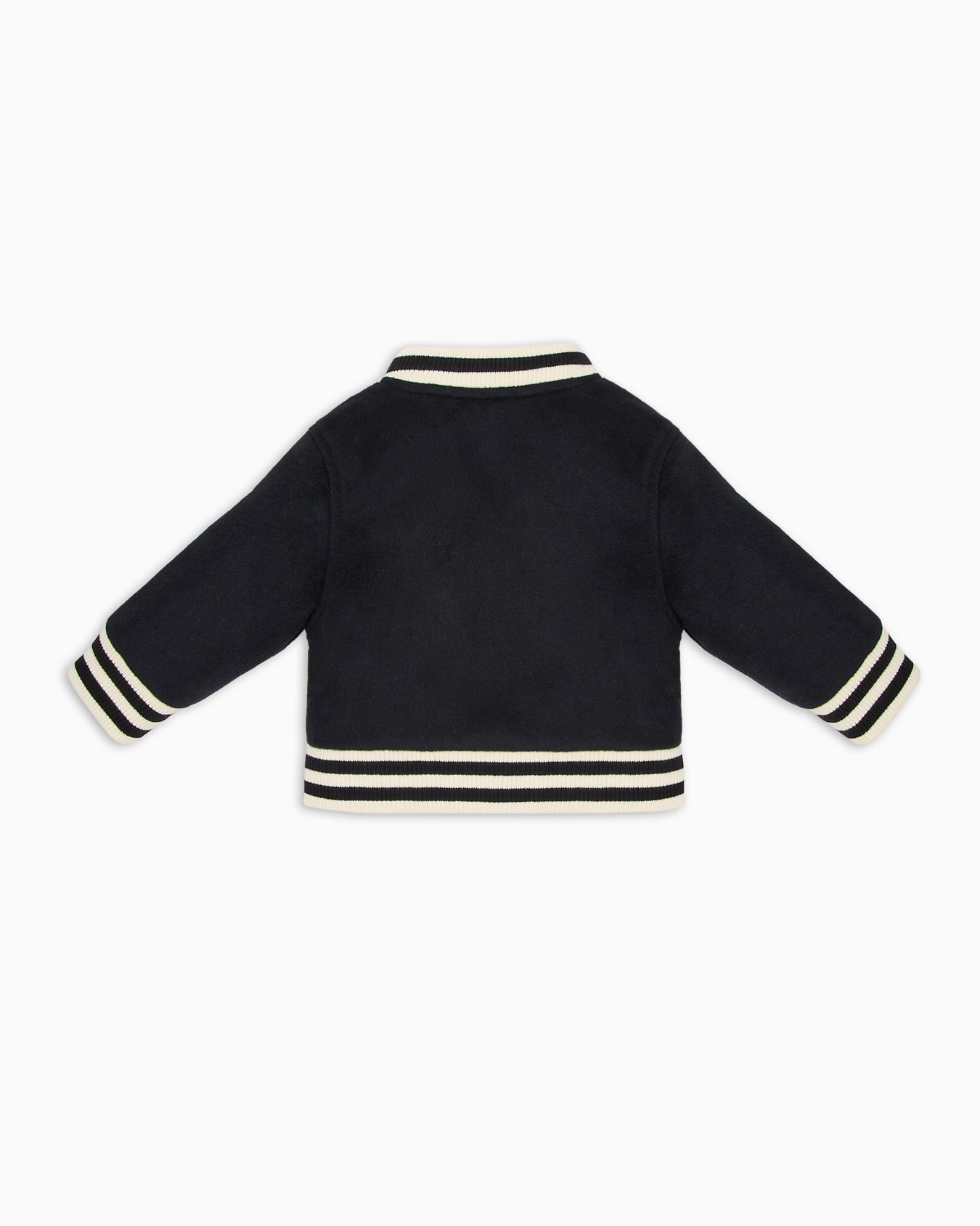 Wool cloth blouson with oversized logo crest patch Slide 2