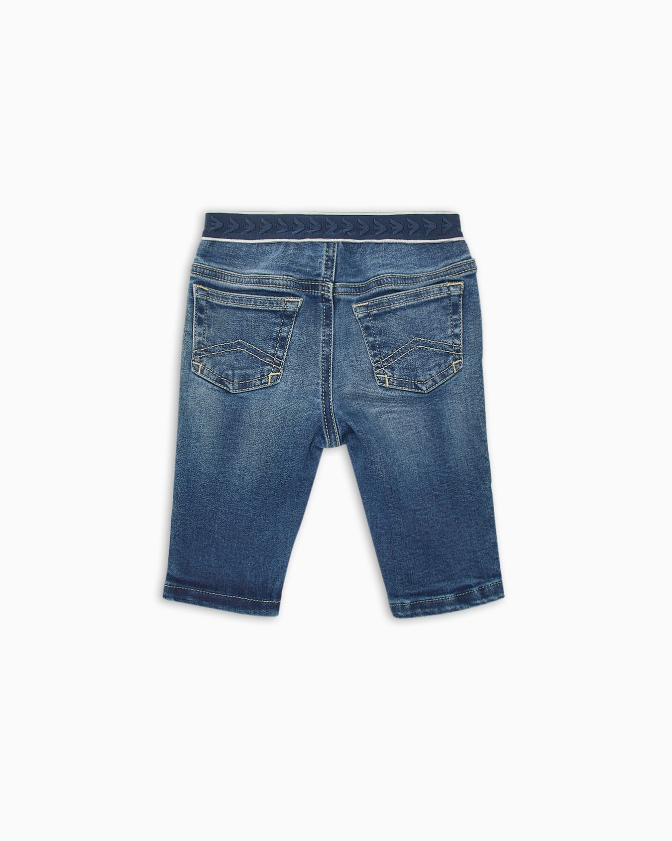 Jean en denim avec taille élastique à logo Diapositive 2