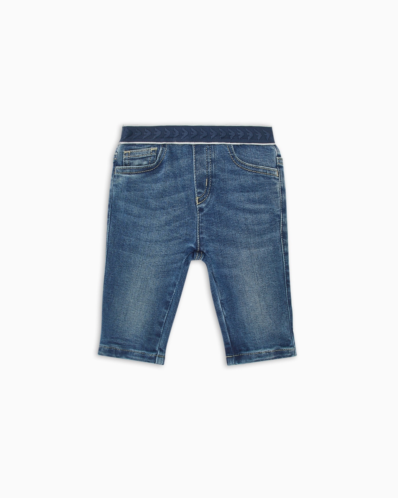Jean en denim avec taille élastique à logo Diapositive 0