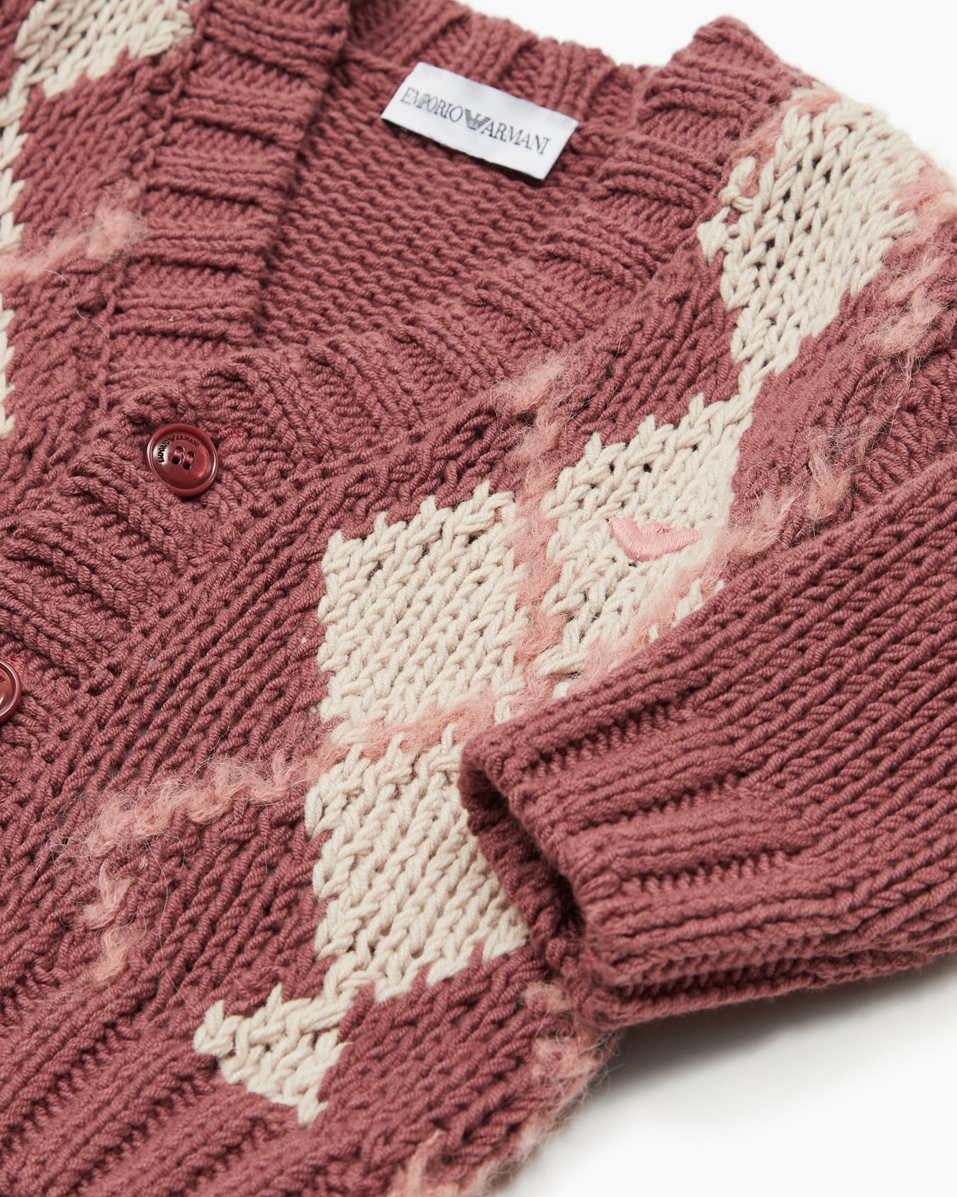 V-neck cardigan with oversized diamond motif Slide 1