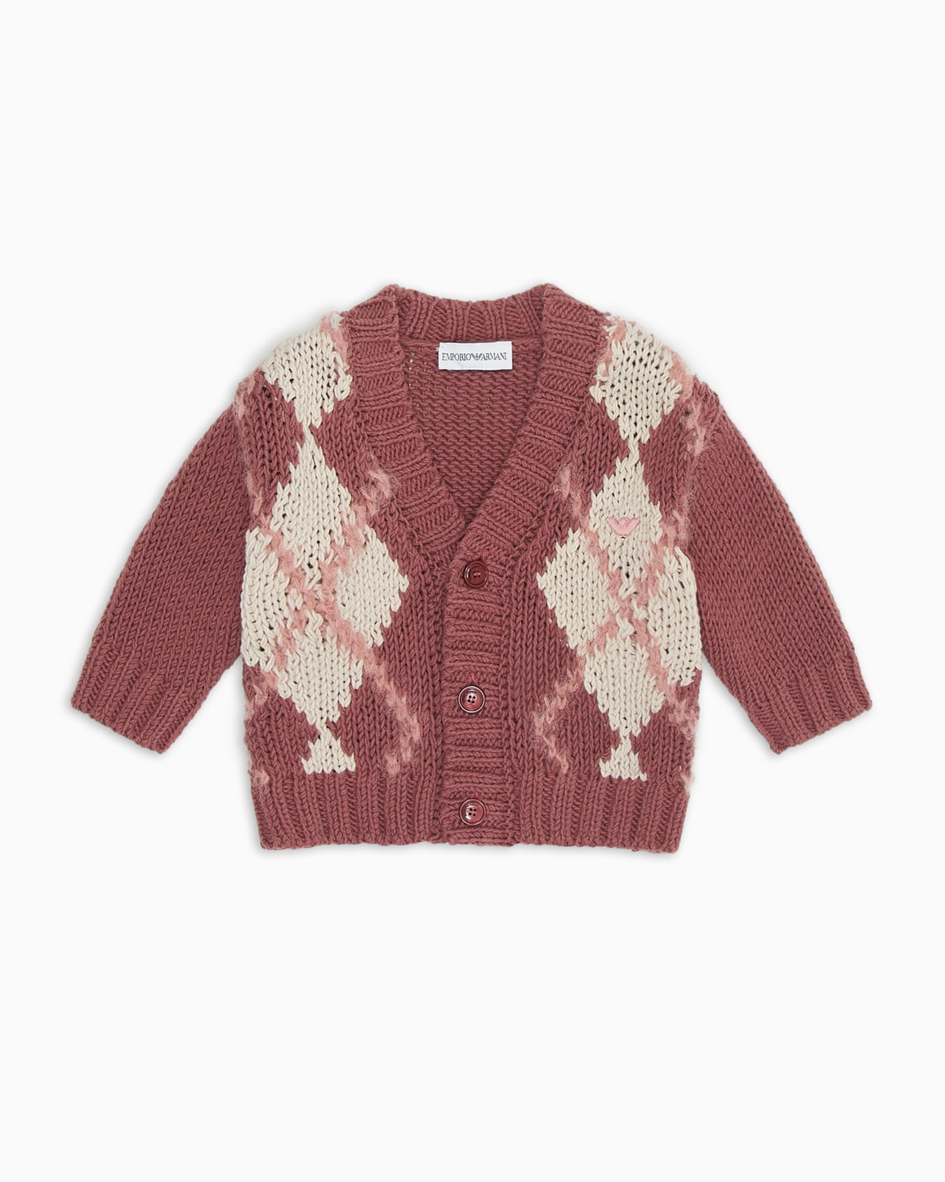 V-neck cardigan with oversized diamond motif Slide 0