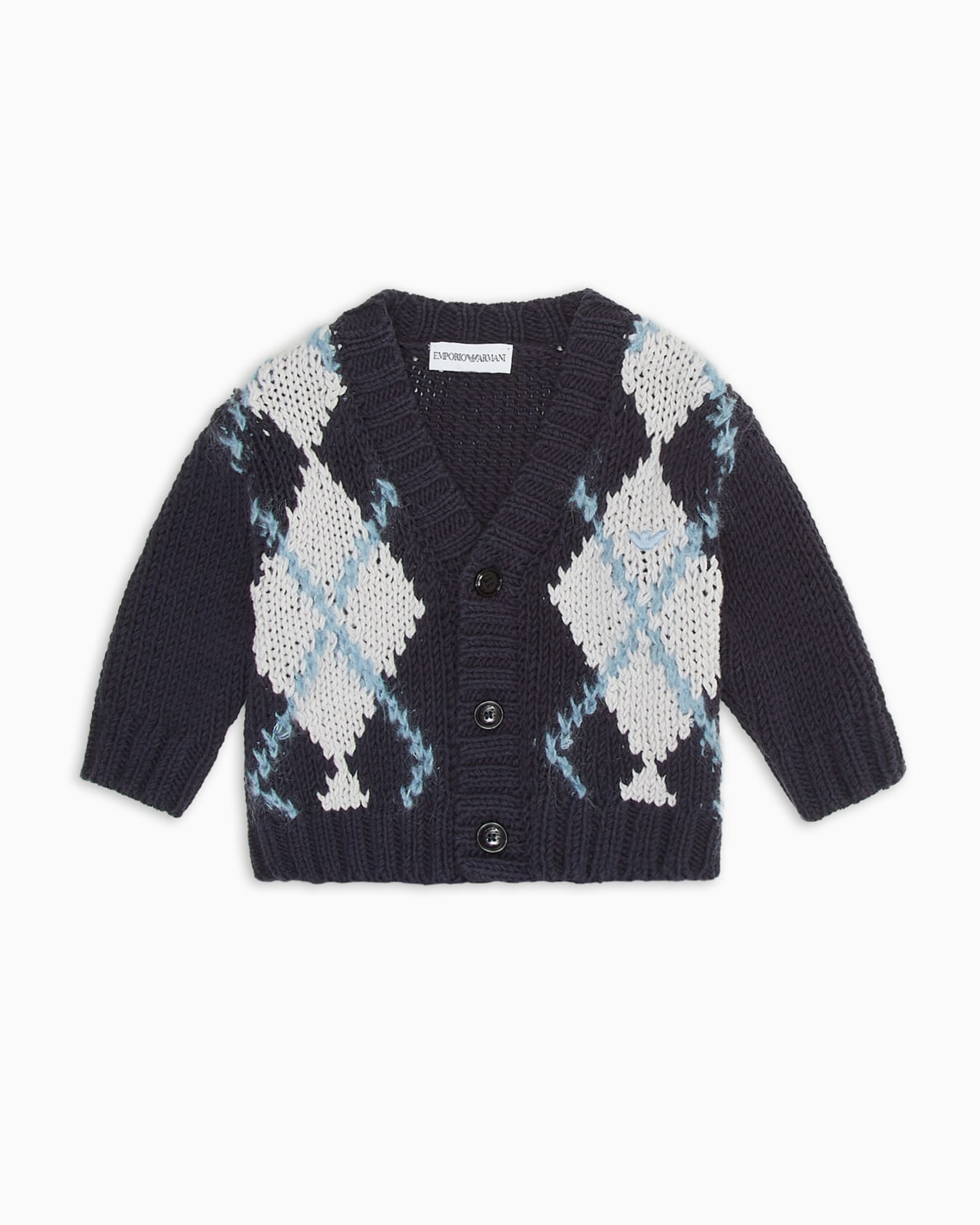 V-neck cardigan with oversized diamond motif Slide 0