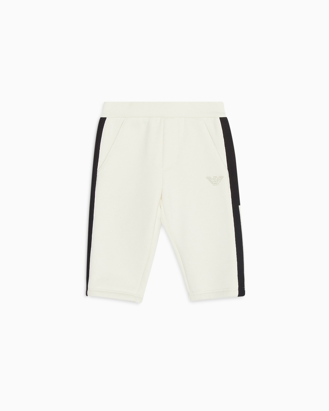 Elasticated-waist trousers made of French terry, featuring side stripes Slide 0