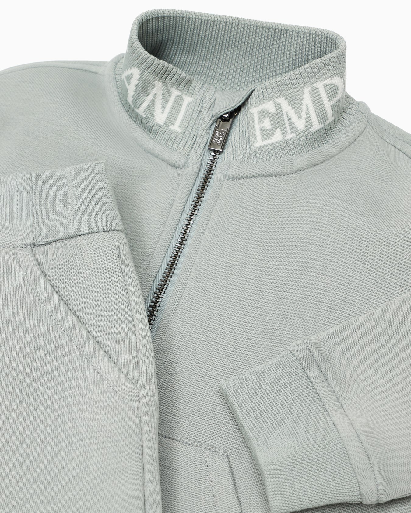 Tracksuit with full-zip sweatshirt in double jersey with jacquard logo Slide 1