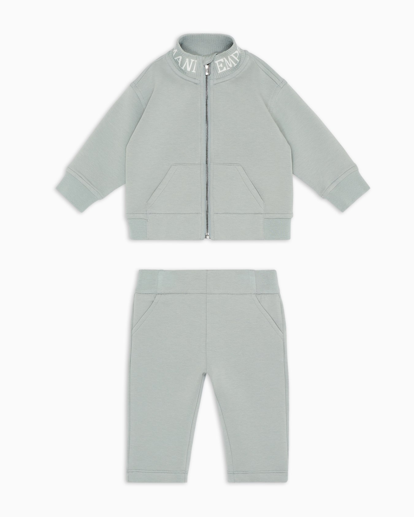 Tracksuit with full-zip sweatshirt in double jersey with jacquard logo Slide 0