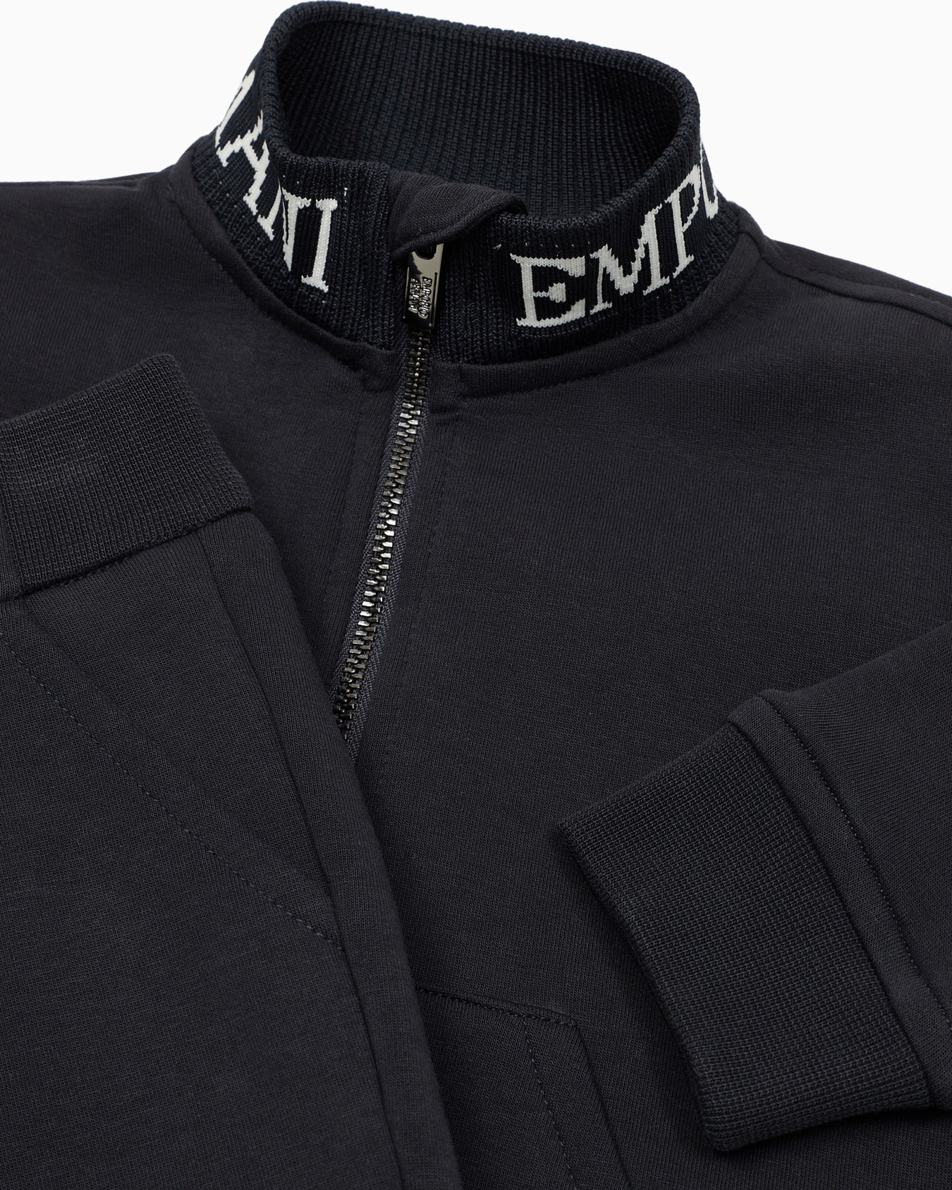 Tracksuit with full-zip sweatshirt in double jersey with jacquard logo Slide 1
