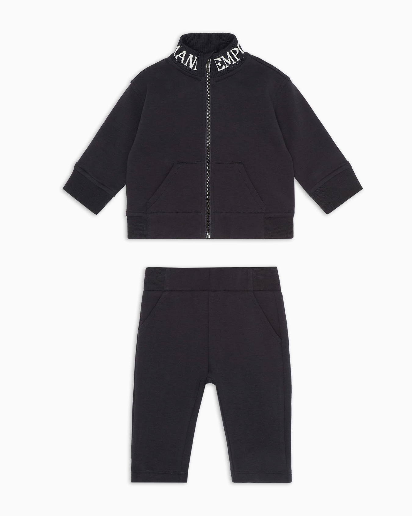 Tracksuit with full-zip sweatshirt in double jersey with jacquard logo Slide 0