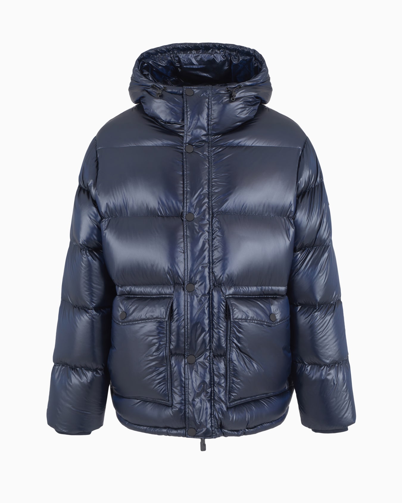 Iridescent nylon down jacket with hood Slide 0