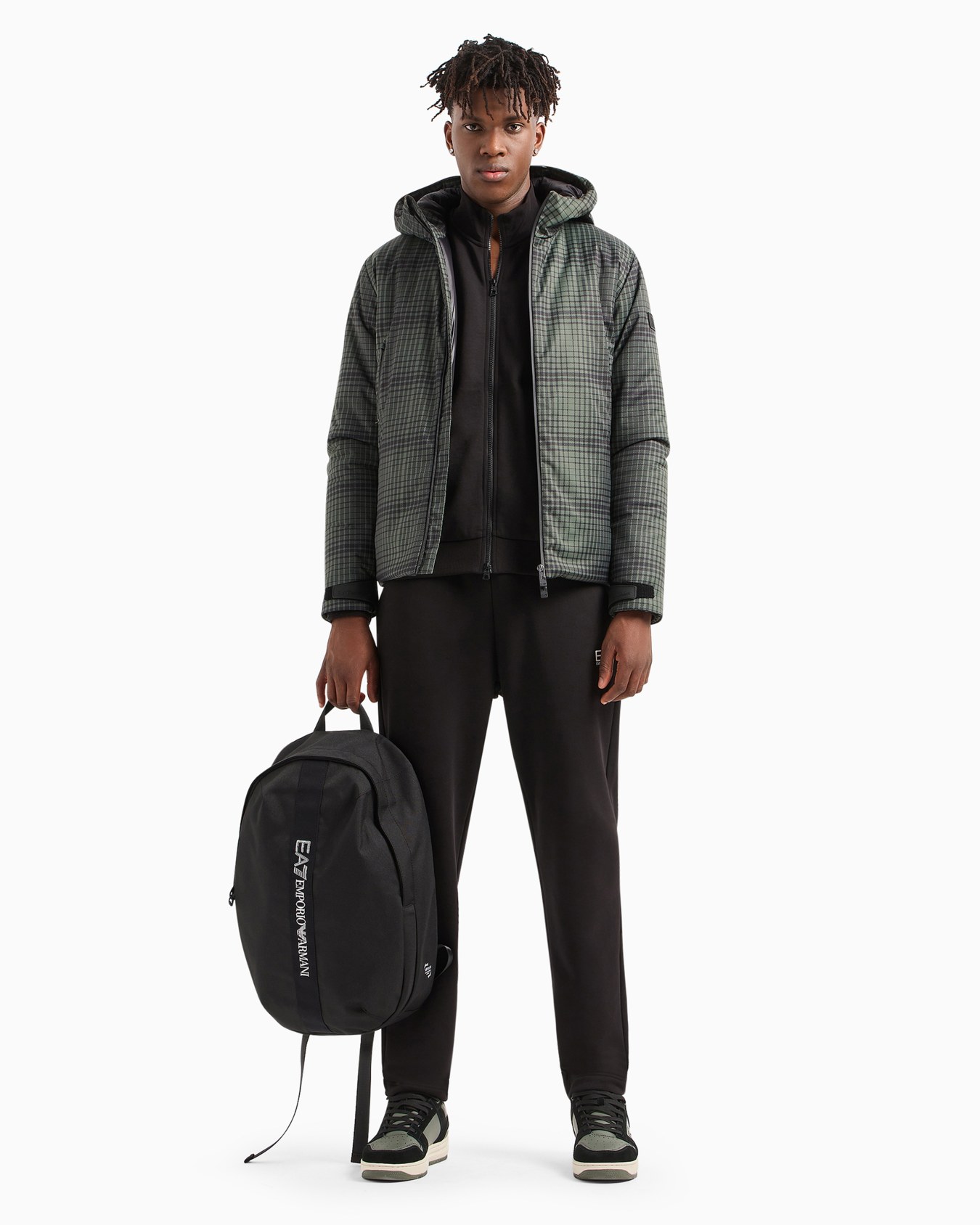 Padded jacket with hood and print Slide 3