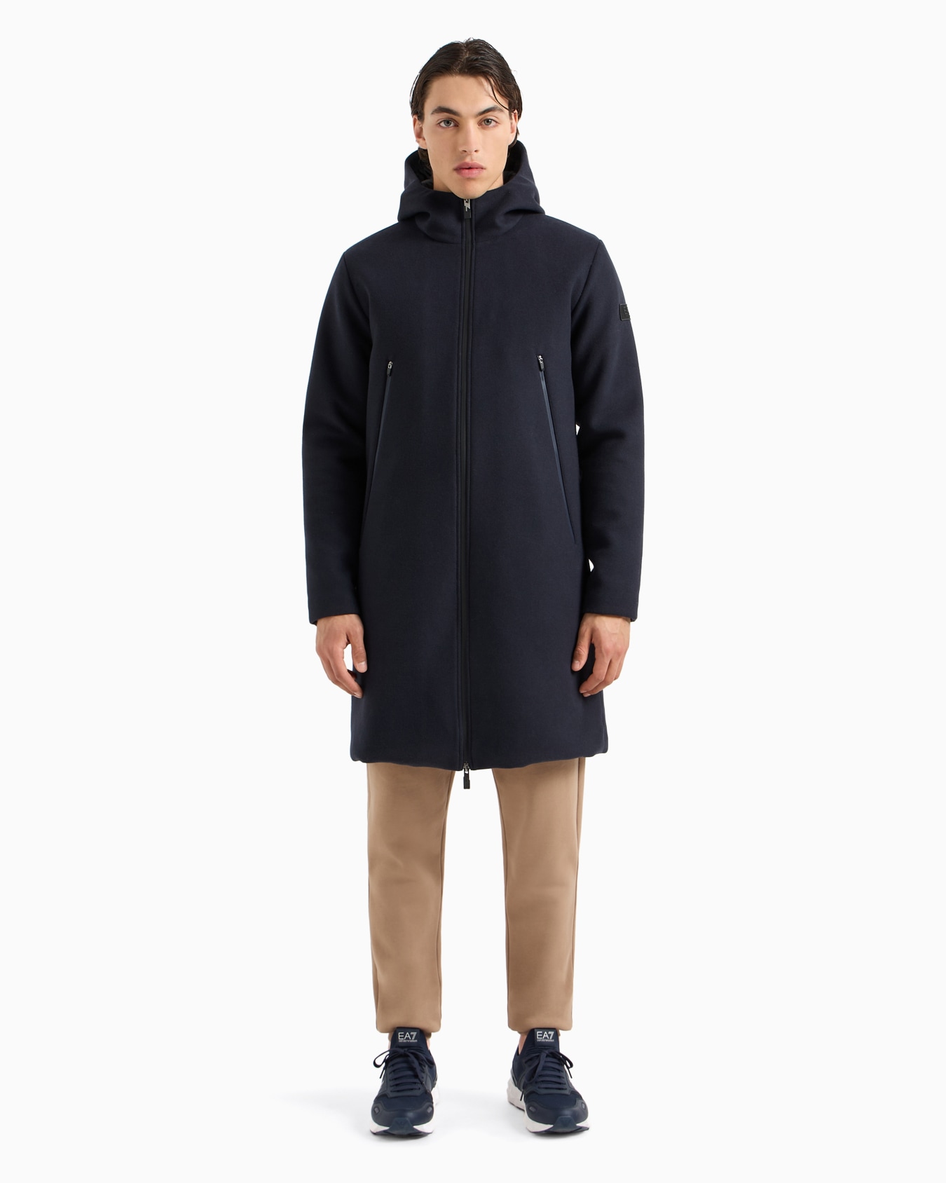 Parka à capuche en laine mélangée Diapositive 1