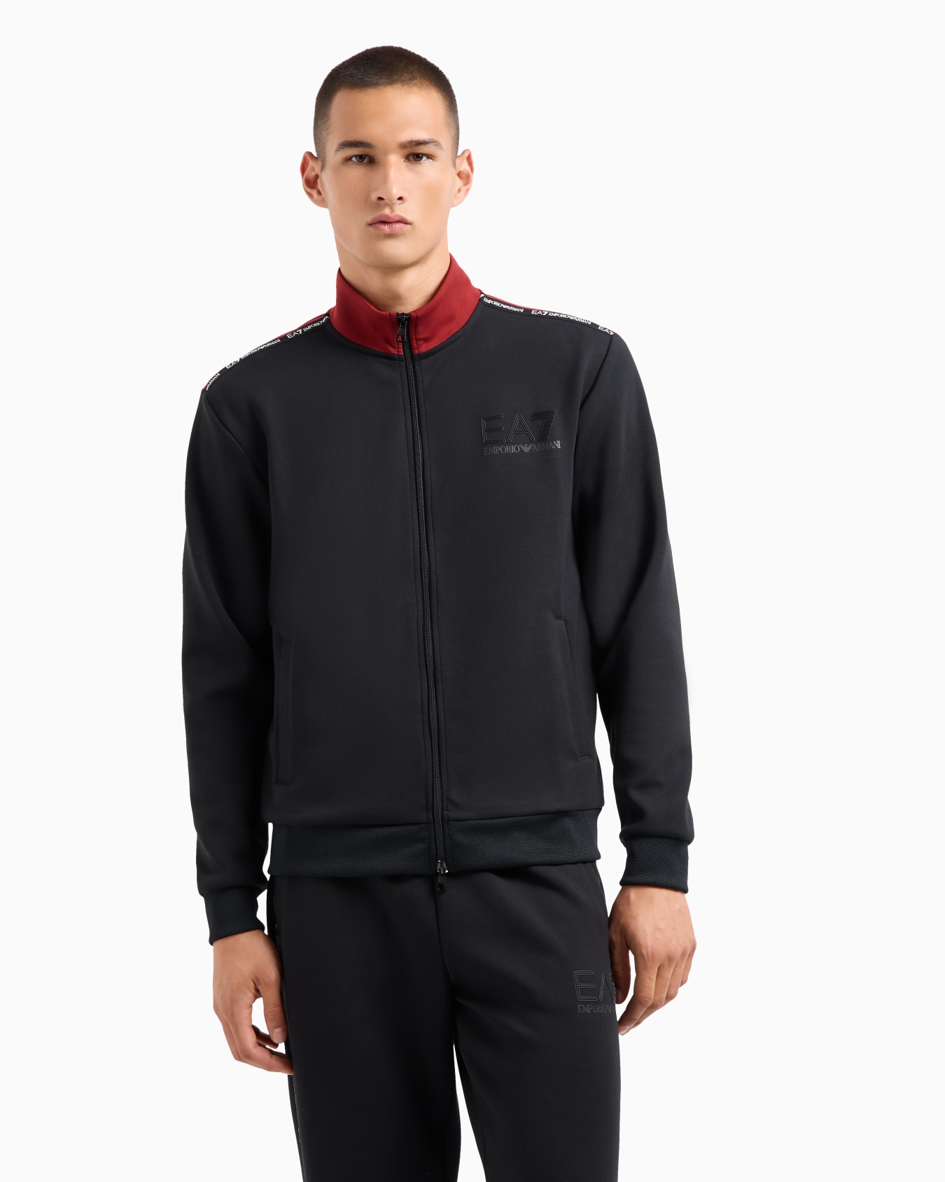 Logo Series zip-up sweatshirt in recycled fabric and stretch viscose Slide 1