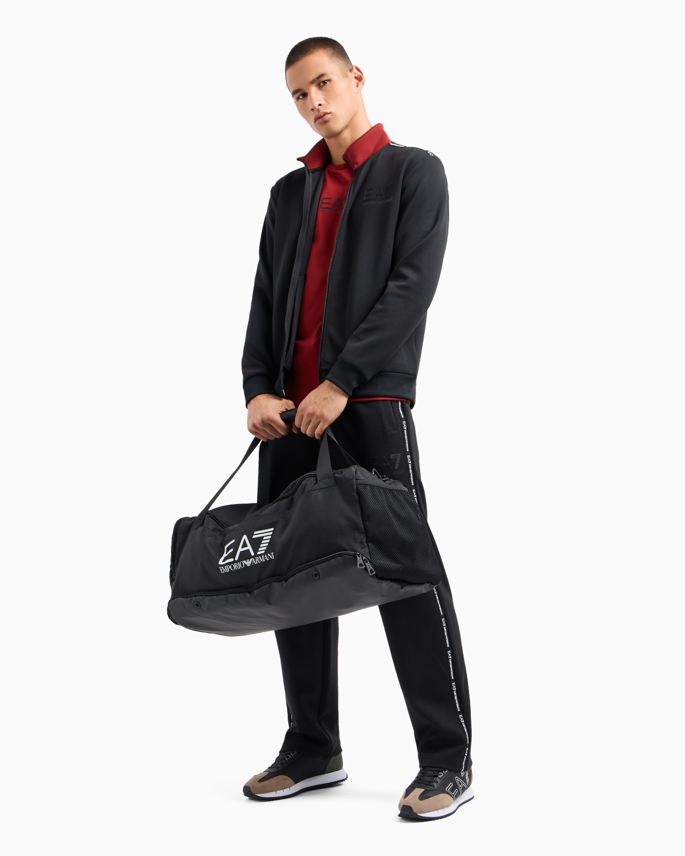 Logo Series zip-up sweatshirt in recycled fabric and stretch viscose Slide 3