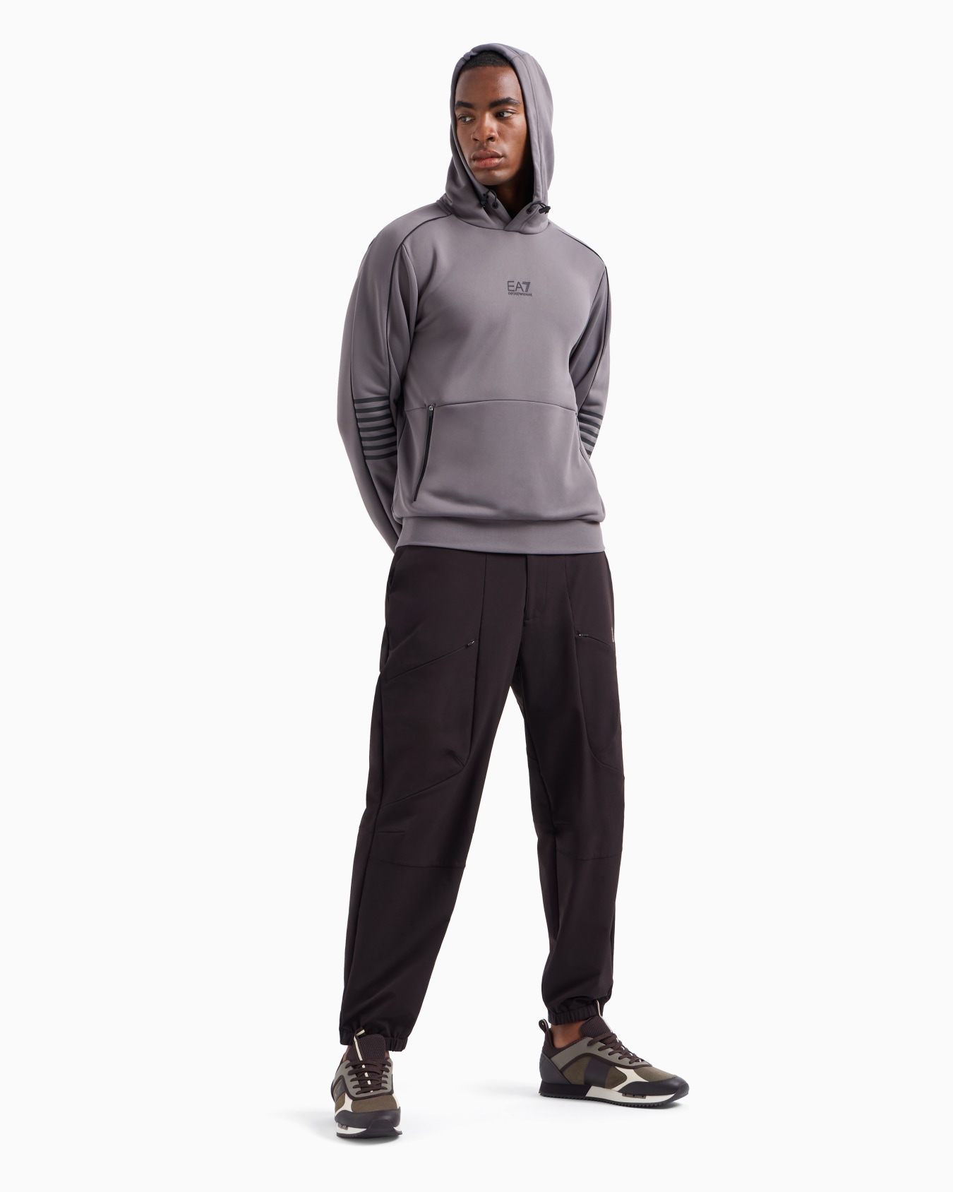 Core Identity hooded sweatshirt in technical fabric Slide 3