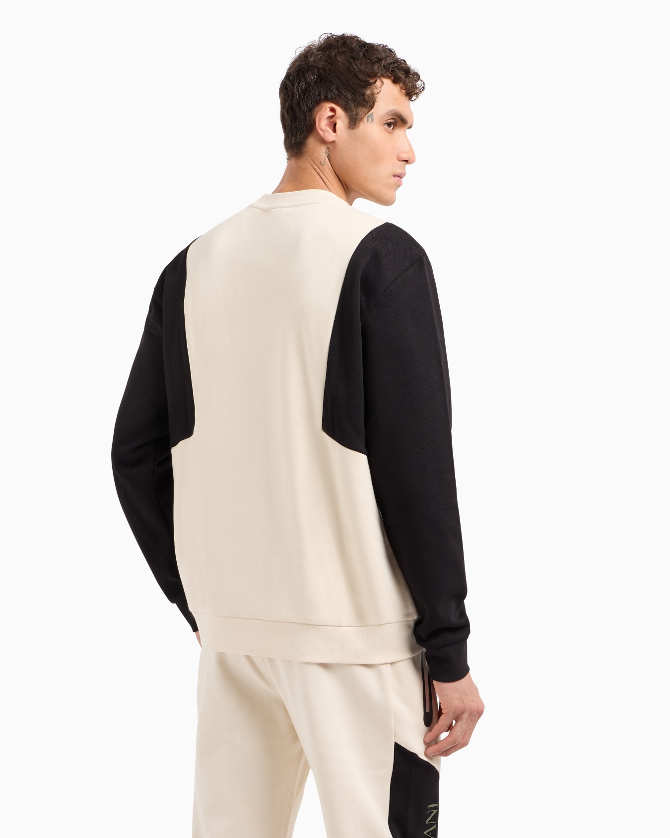 Athletic Colour Block crew-neck sweatshirt in a cotton blend Slide 2