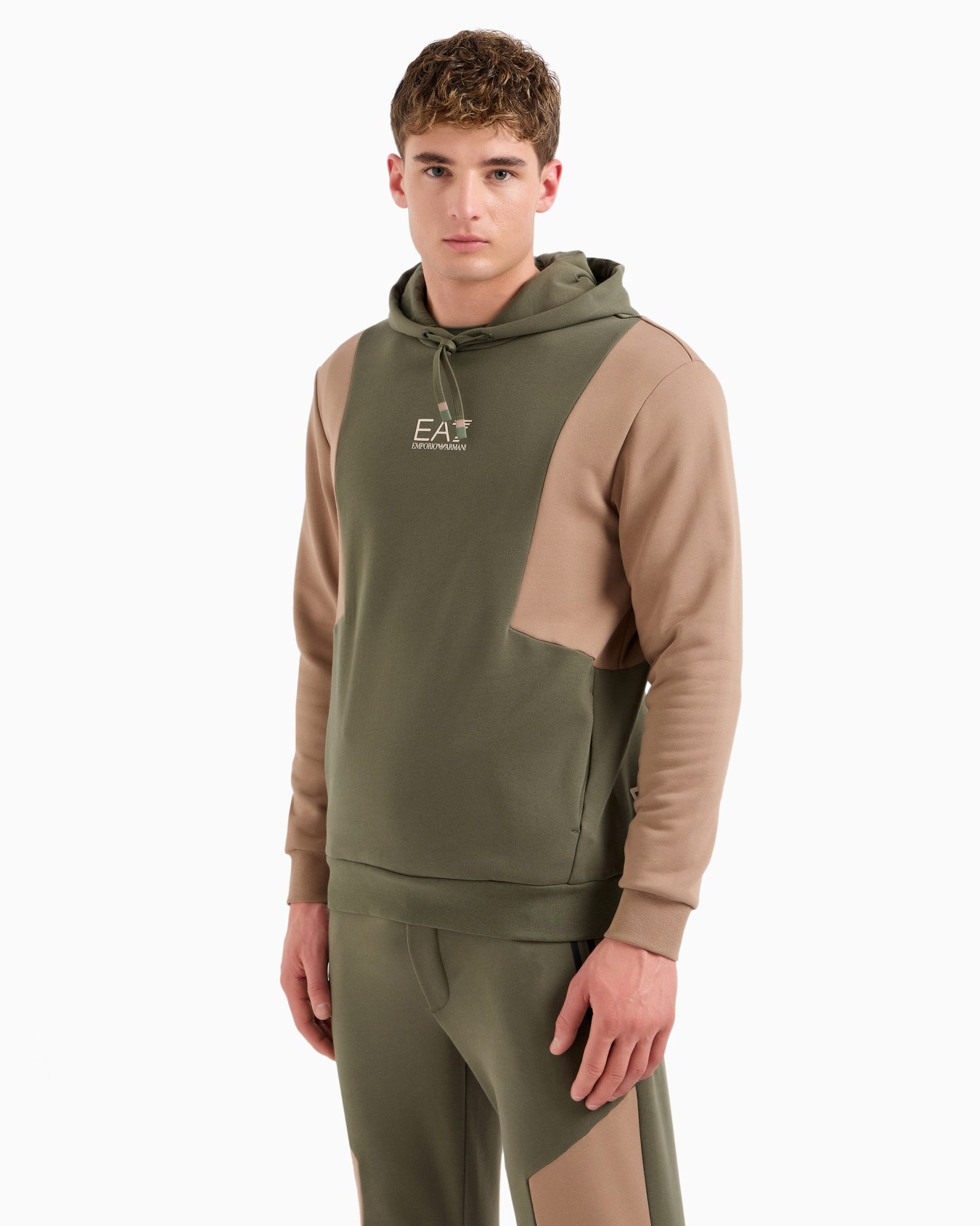 Sweat-shirt à capuche Athletic Colour Block en mélange de coton Diapositive 1