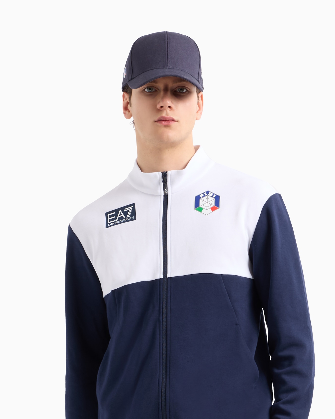 Sudadera tipo cárdigan FISI Collection en mezcla de algodón bicolor Diapositiva 4