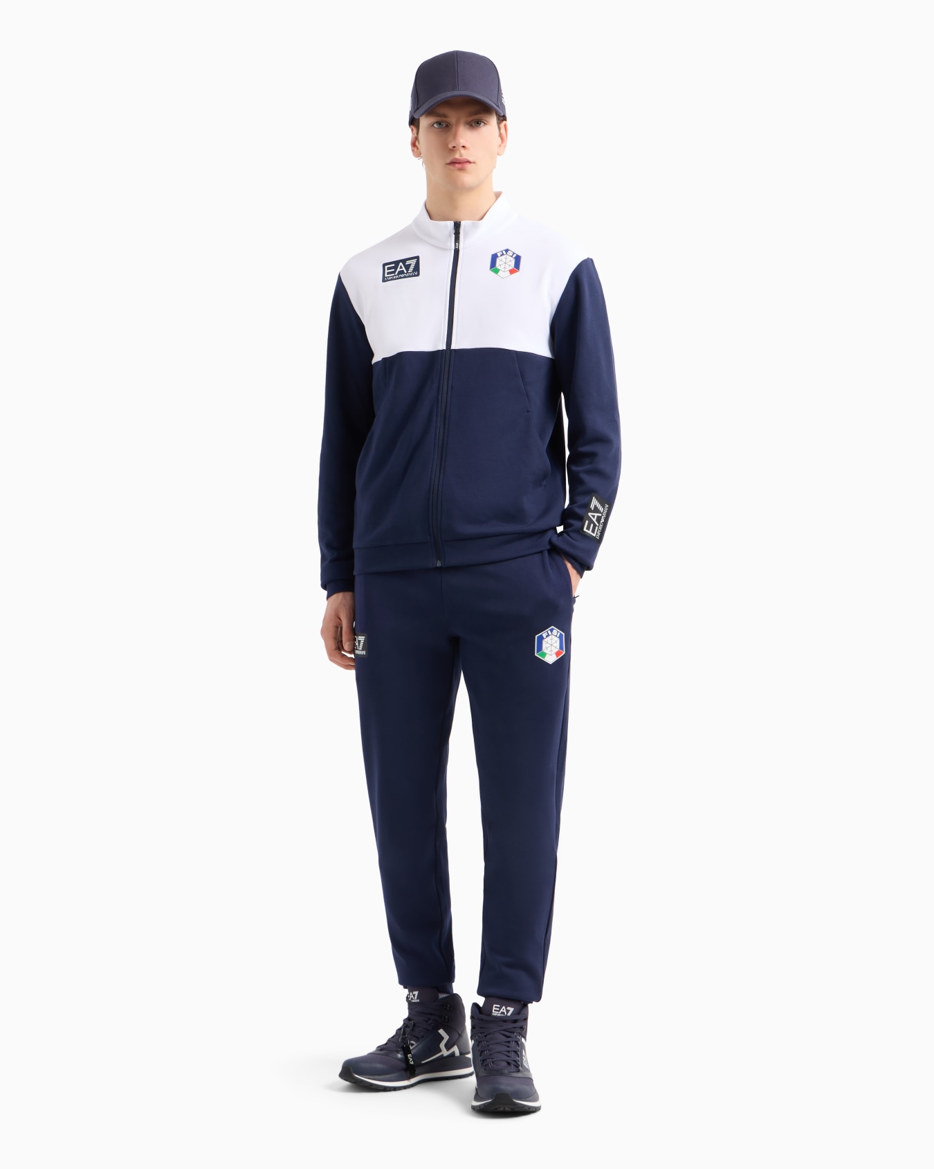 Sudadera tipo cárdigan FISI Collection en mezcla de algodón bicolor Diapositiva 3