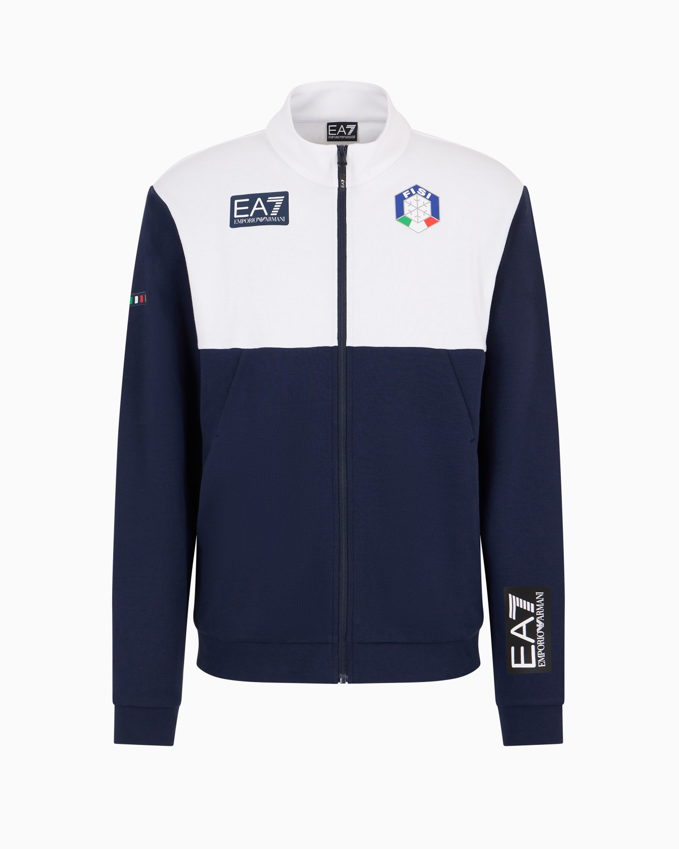 Sudadera tipo cárdigan FISI Collection en mezcla de algodón bicolor Diapositiva 0