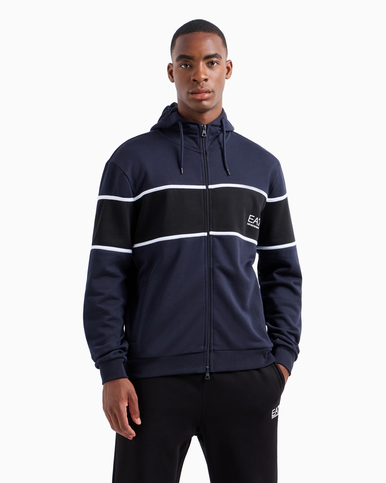 Athletic Colour Block hooded sweatshirt in an organic cotton blend Slide 1