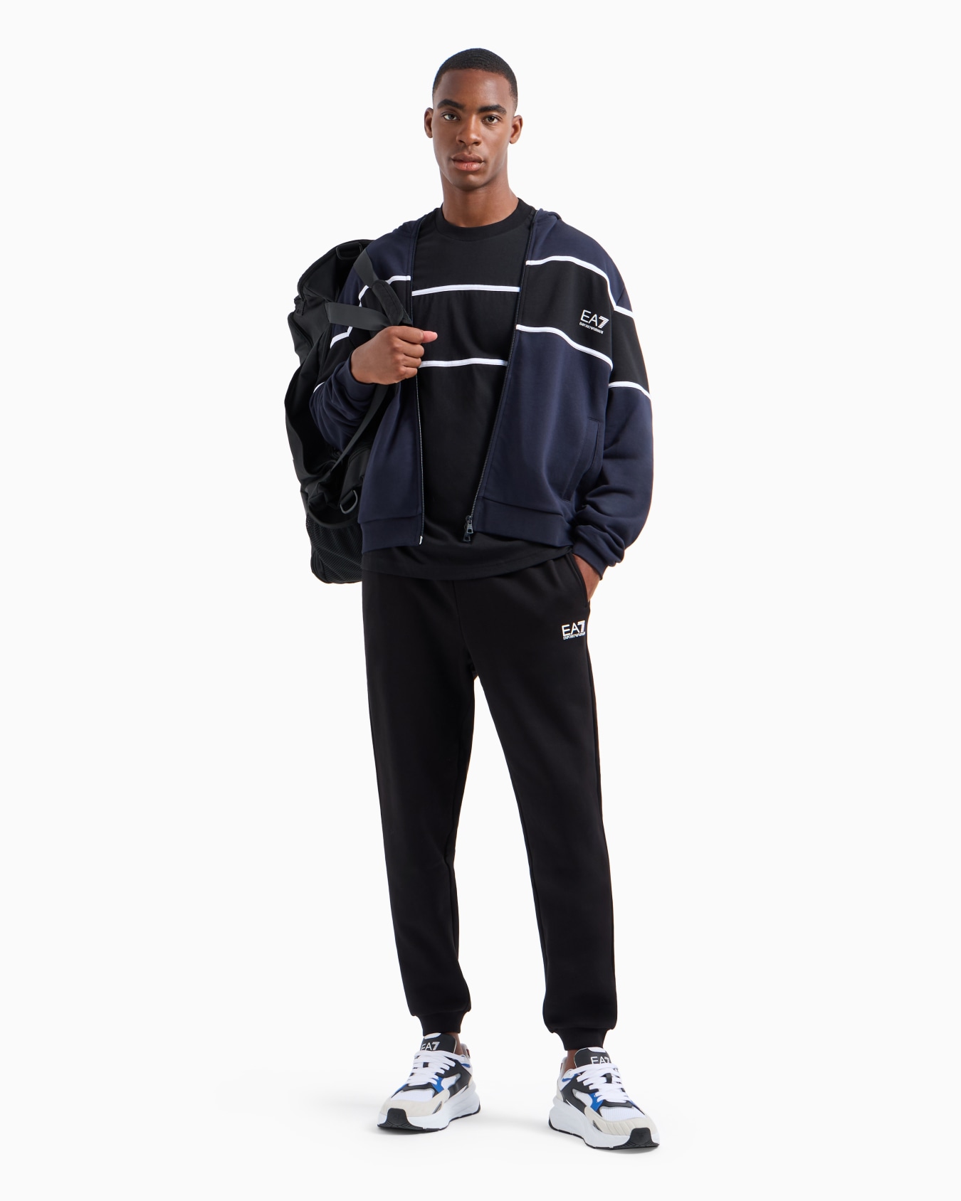 Athletic Colour Block hooded sweatshirt in an organic cotton blend Slide 3