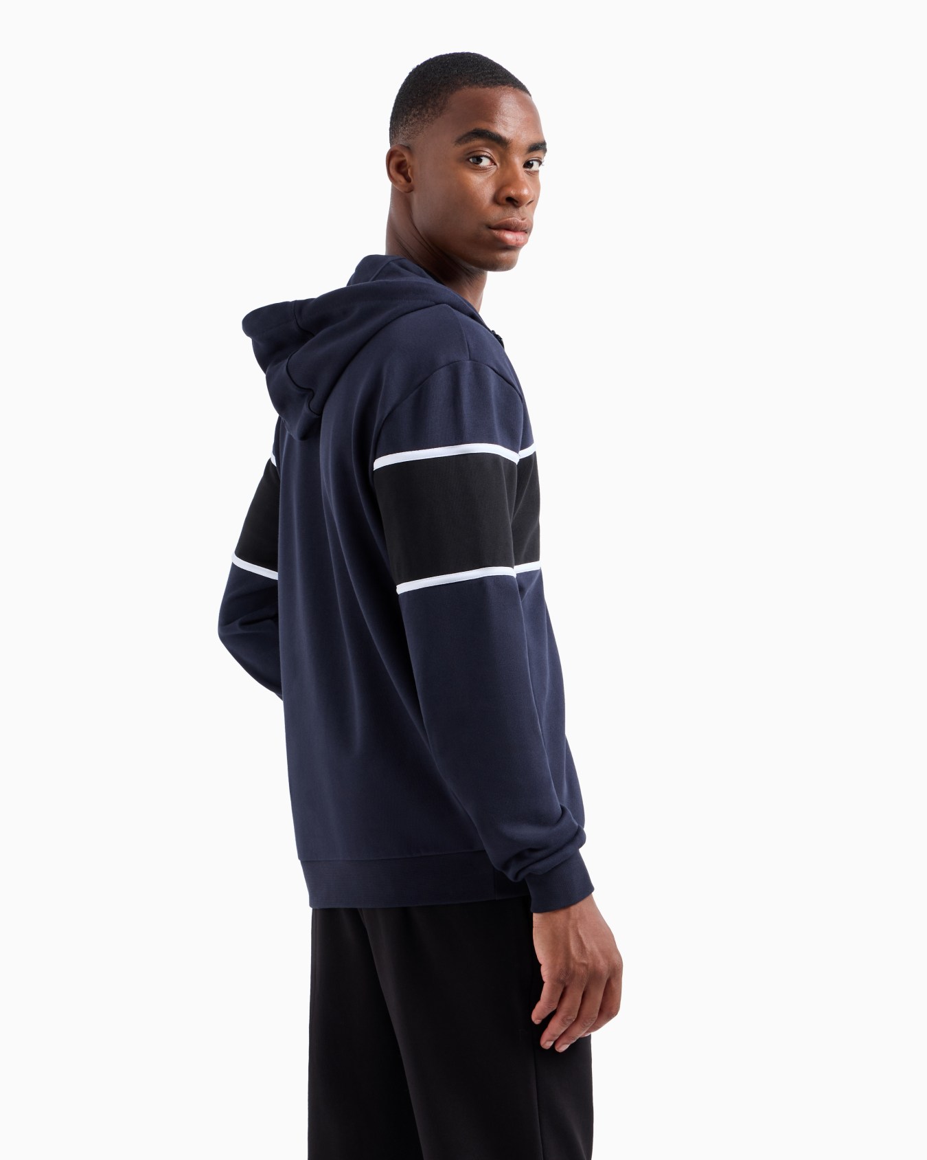 Athletic Colour Block hooded sweatshirt in an organic cotton blend Slide 2